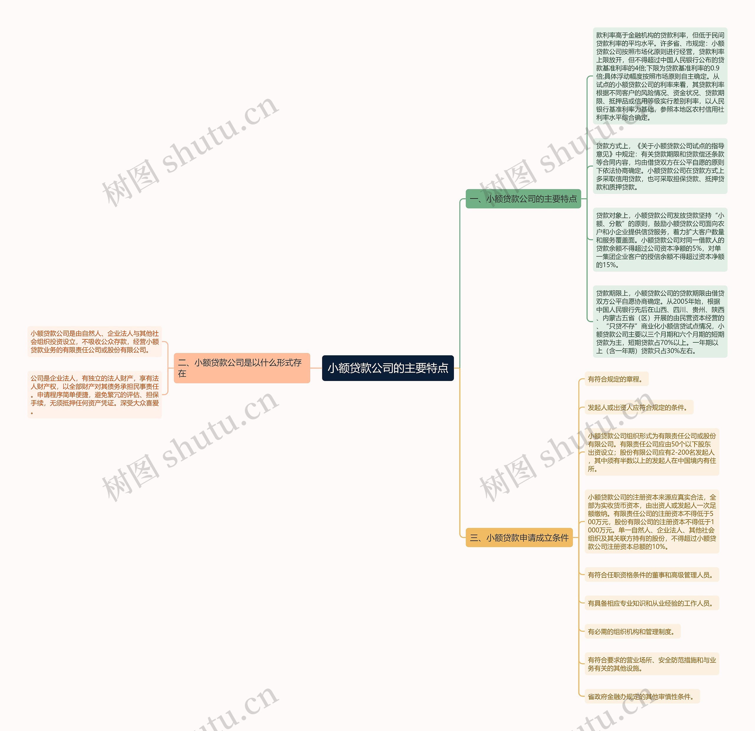 小额贷款公司的主要特点思维导图