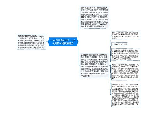 一人公司设立分析   一人公司的人格权的确立