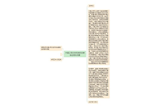 外国公司分支机构的法律地位相关问题