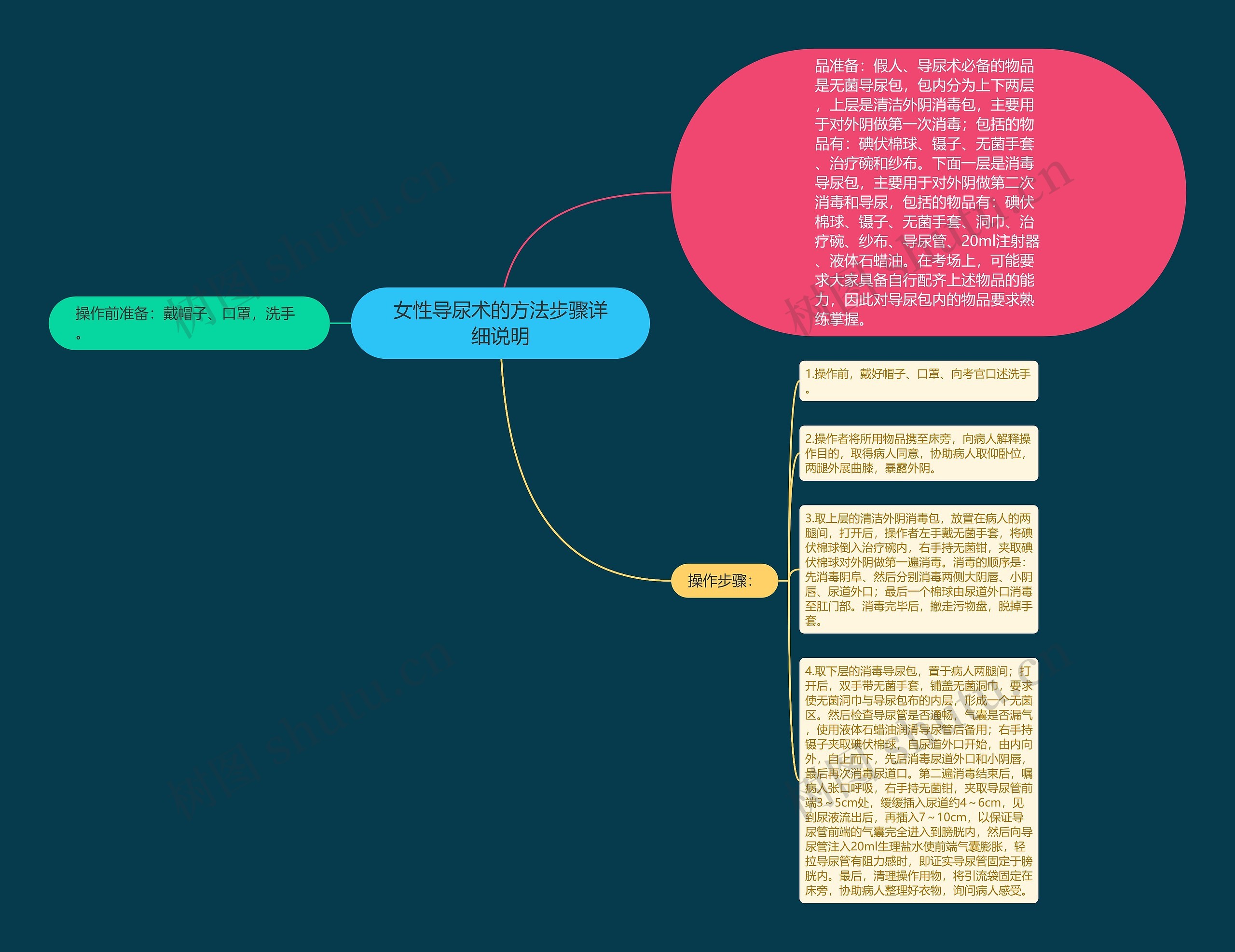 女性导尿术的方法步骤详细说明思维导图