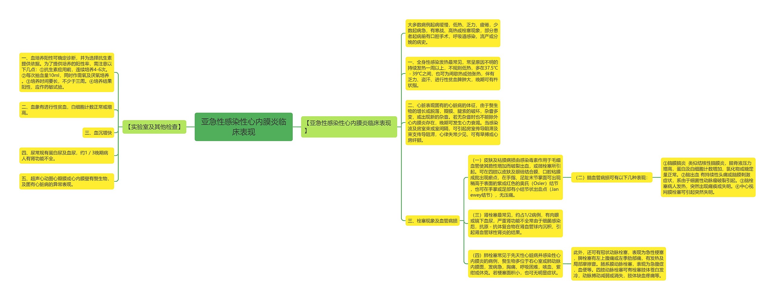 亚急性感染性心内膜炎临床表现思维导图