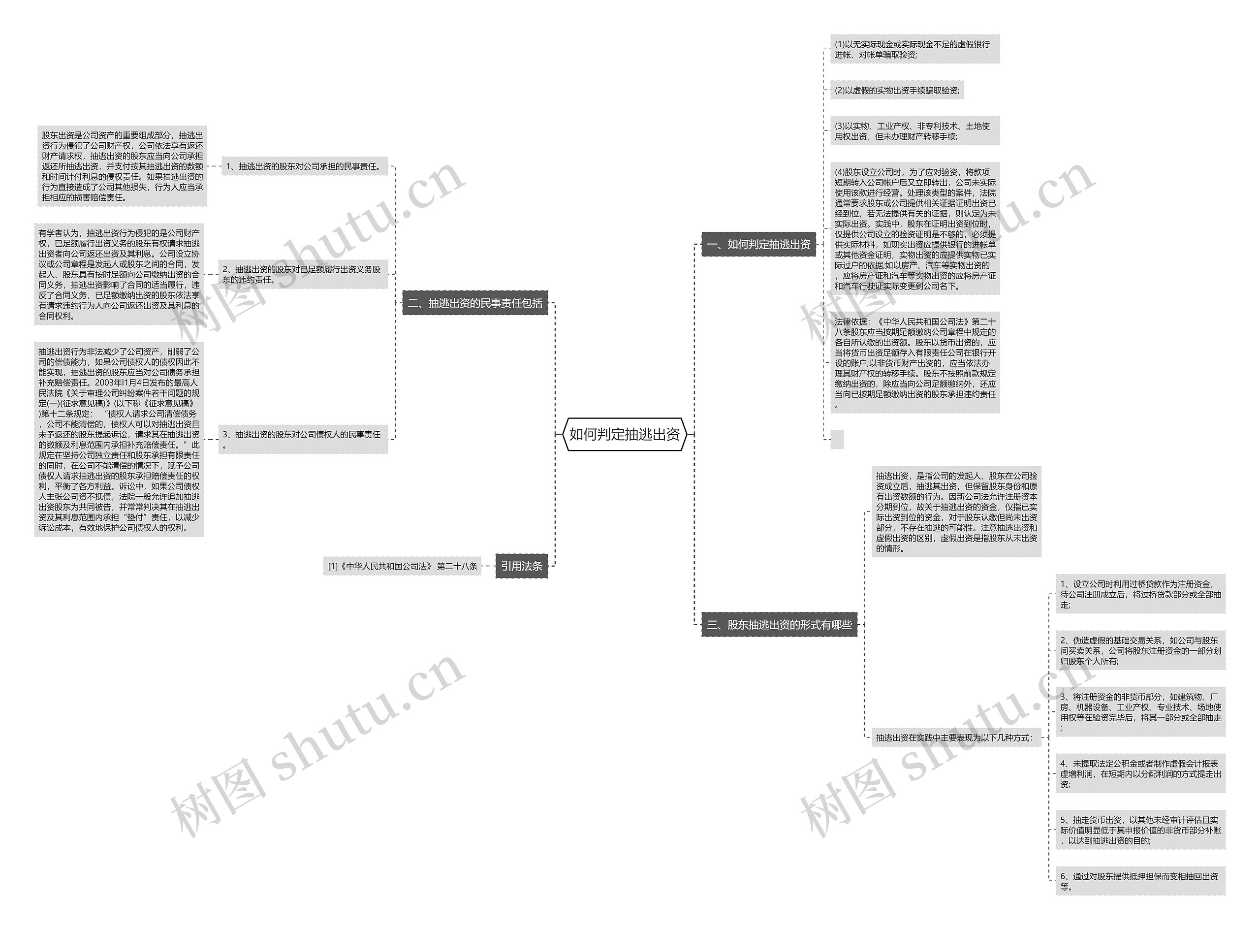如何判定抽逃出资思维导图