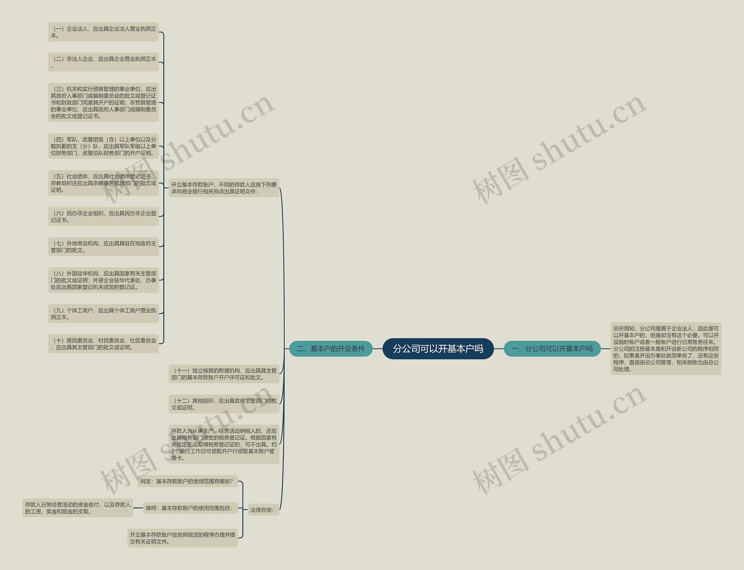 分公司可以开基本户吗思维导图