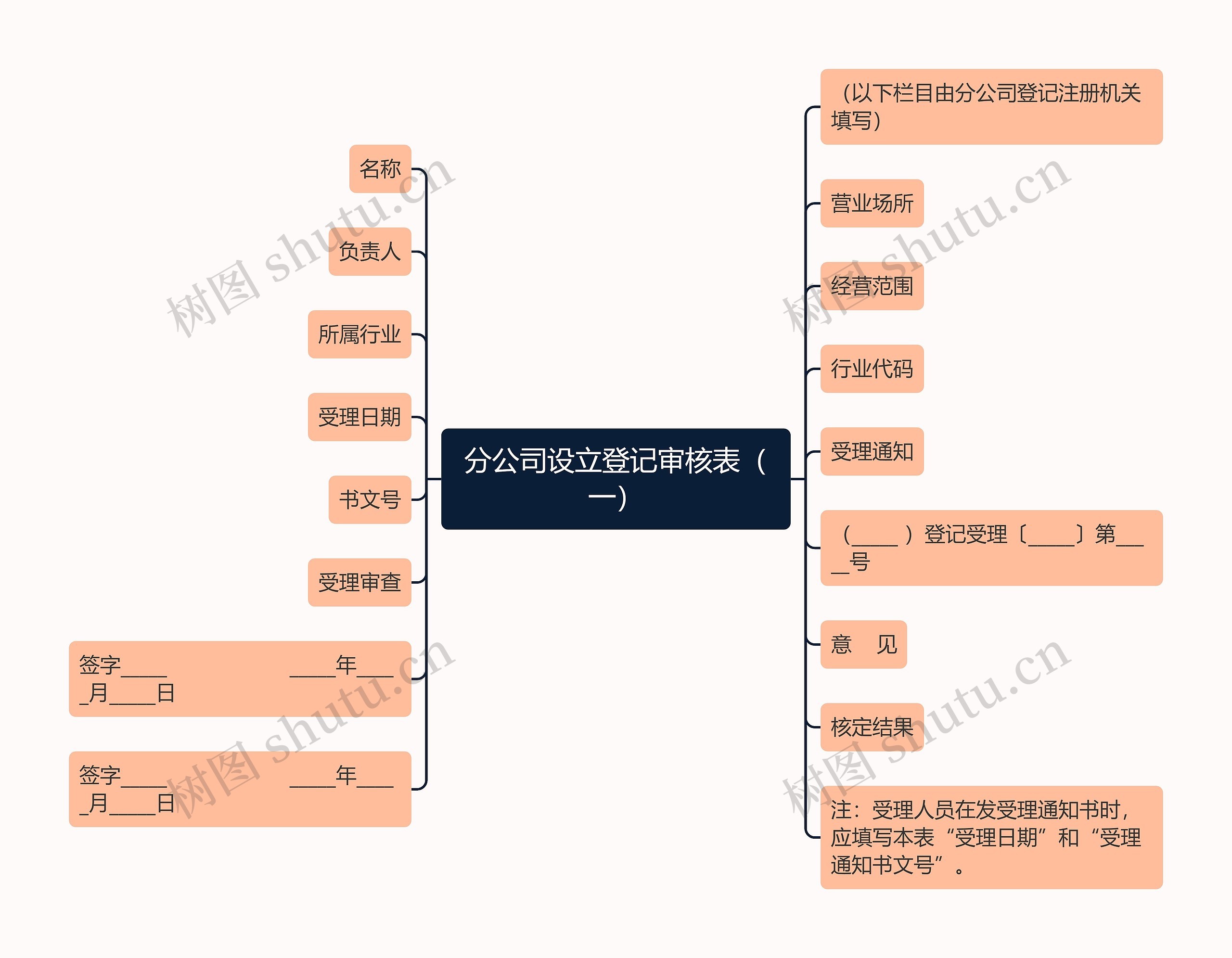 分公司设立登记审核表（一）