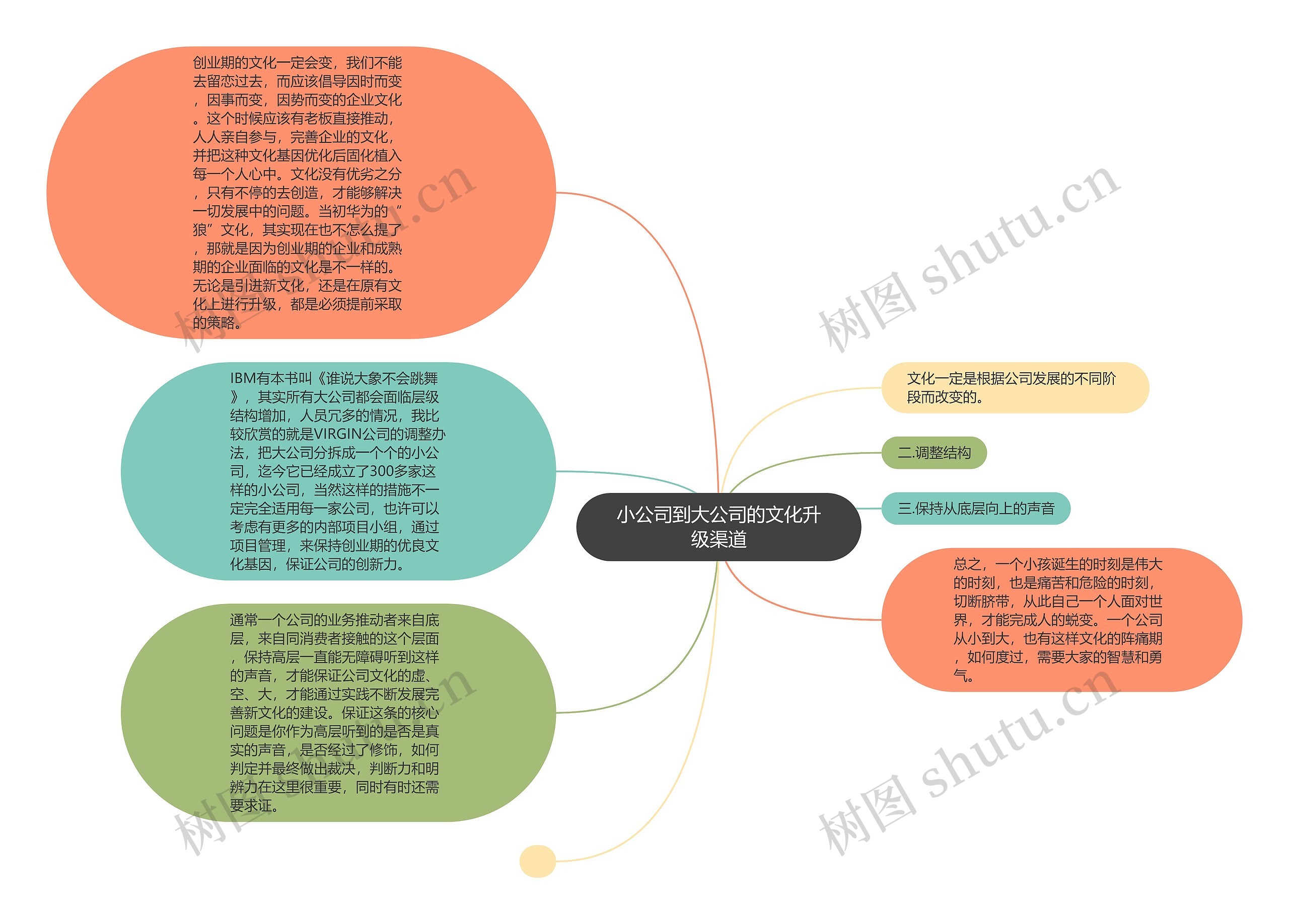 小公司到大公司的文化升级渠道思维导图