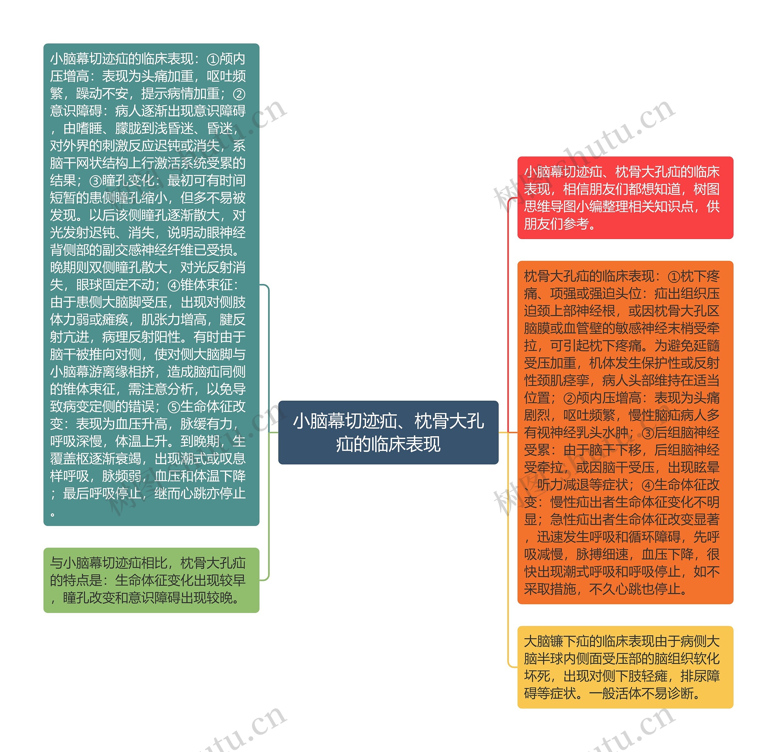 小脑幕切迹疝、枕骨大孔疝的临床表现思维导图