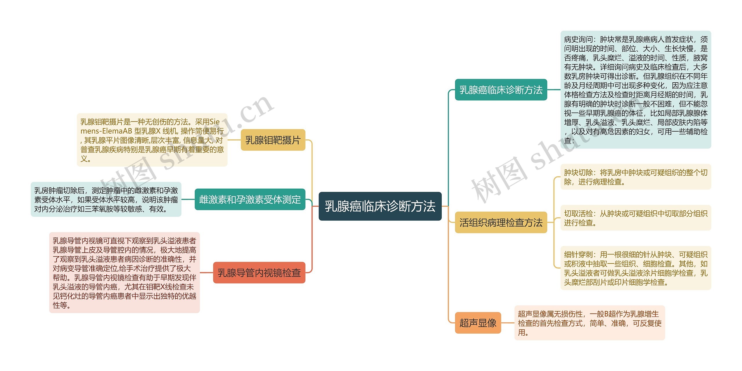 乳腺癌临床诊断方法思维导图_编号p6726996-TreeMind树图