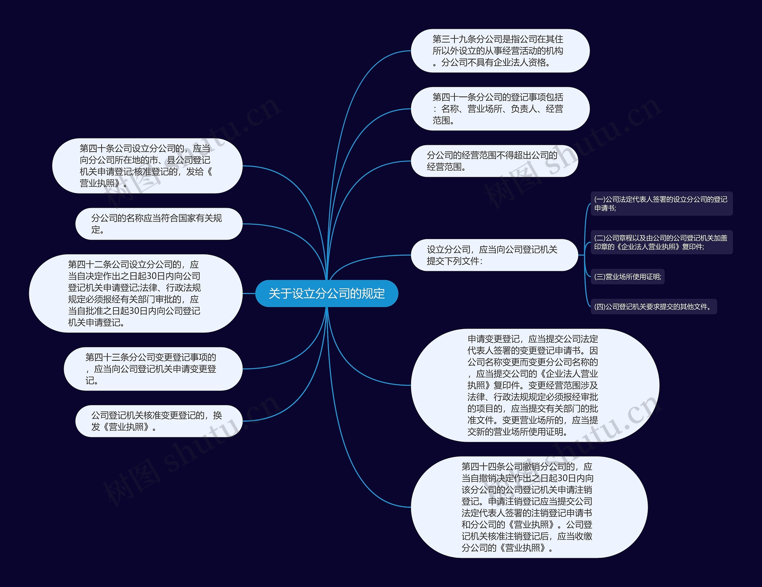 关于设立分公司的规定思维导图