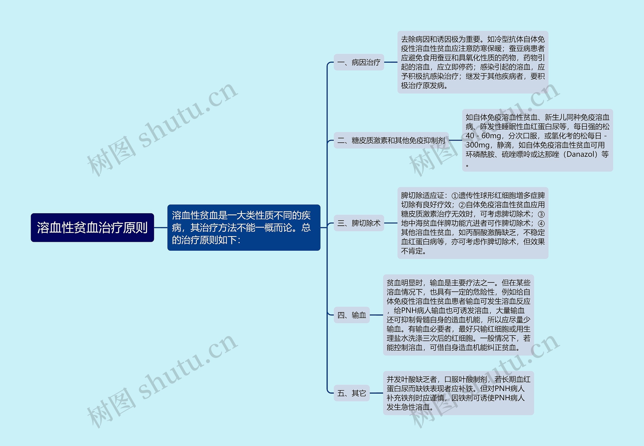 溶血性贫血治疗原则思维导图