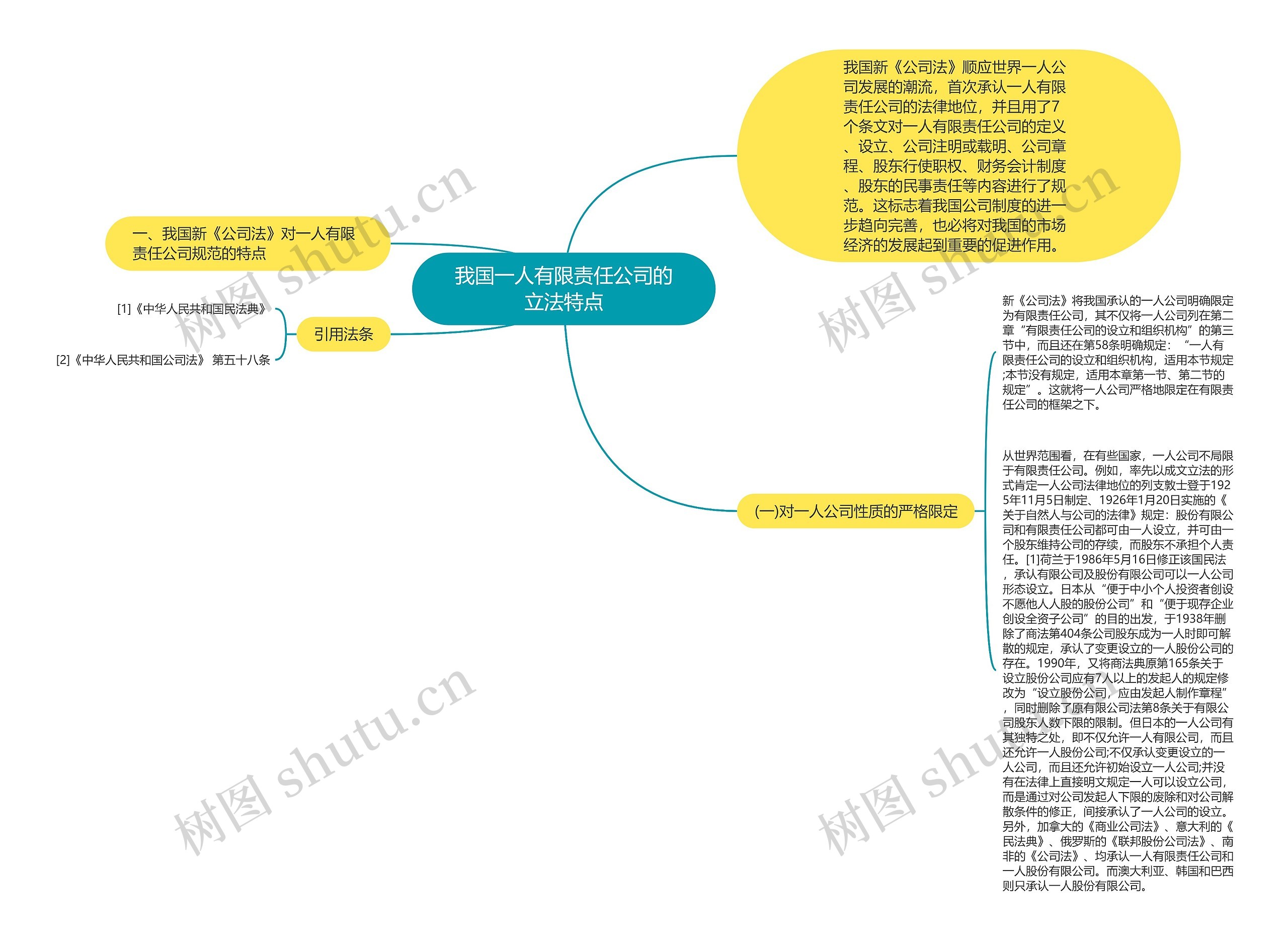 我国一人有限责任公司的立法特点思维导图