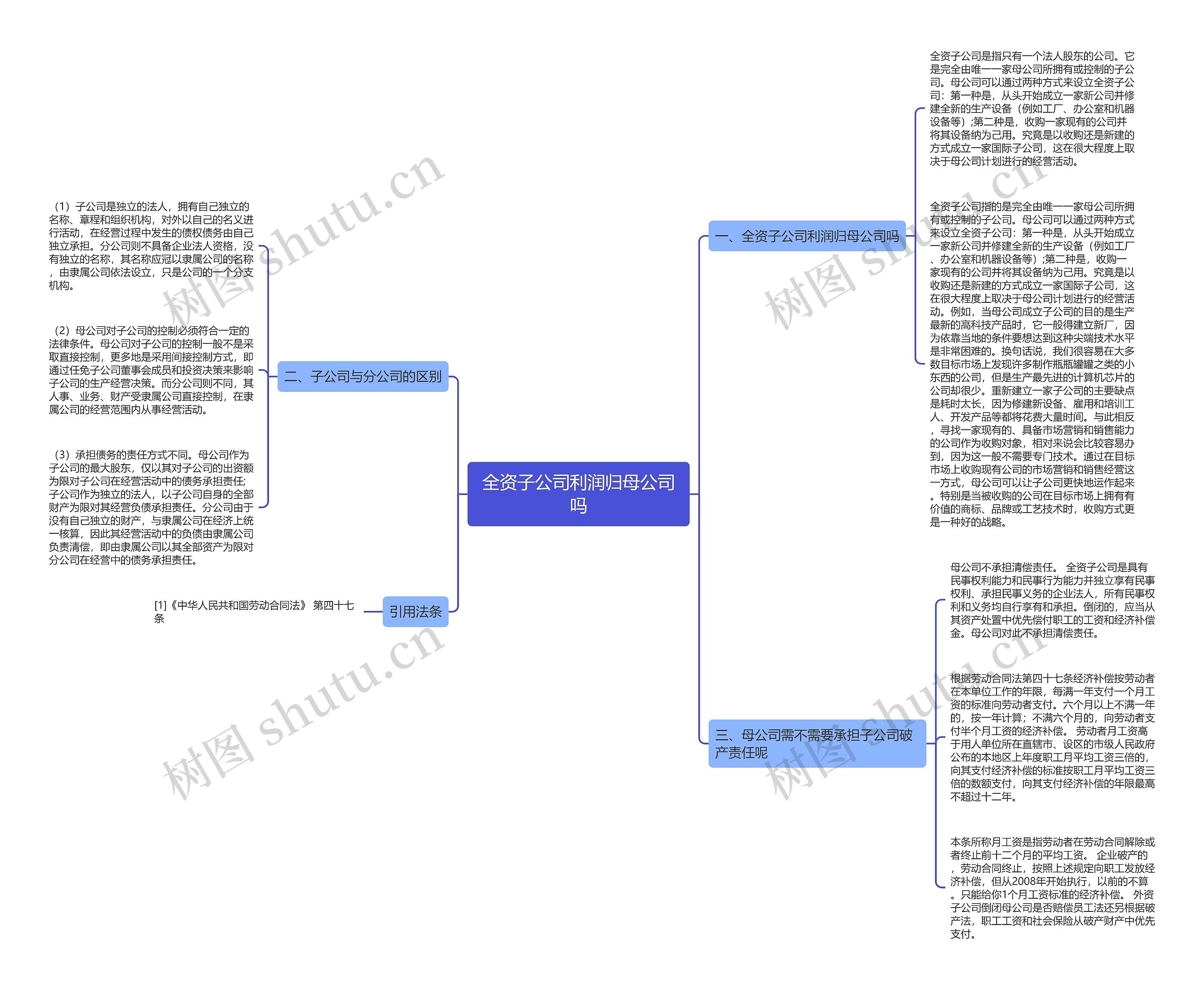 全资子公司利润归母公司吗思维导图