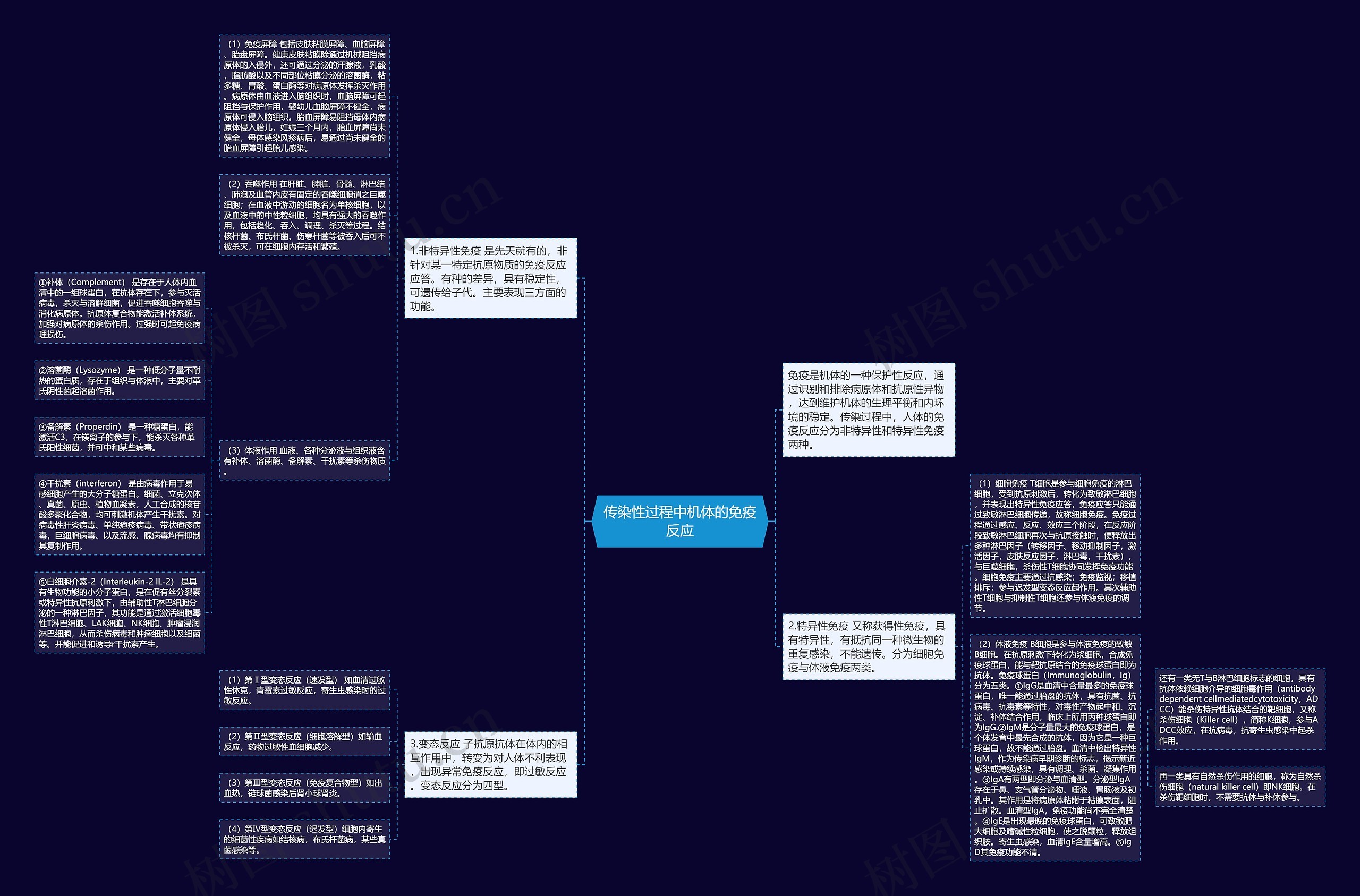 传染性过程中机体的免疫反应思维导图
