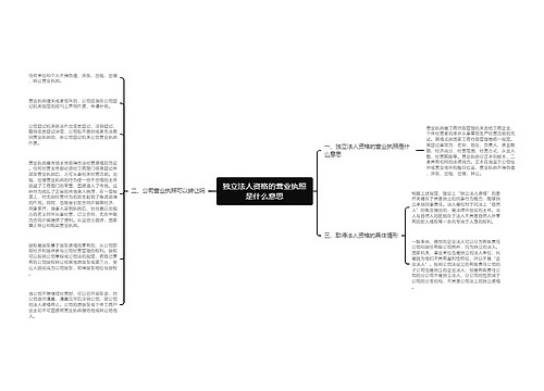 独立法人资格的营业执照是什么意思