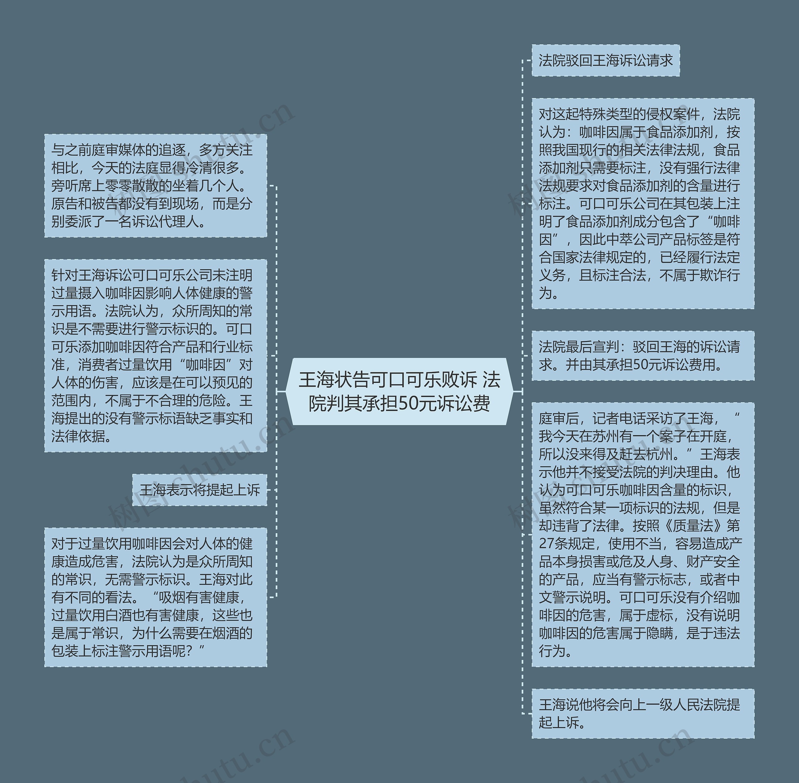 王海状告可口可乐败诉 法院判其承担50元诉讼费思维导图