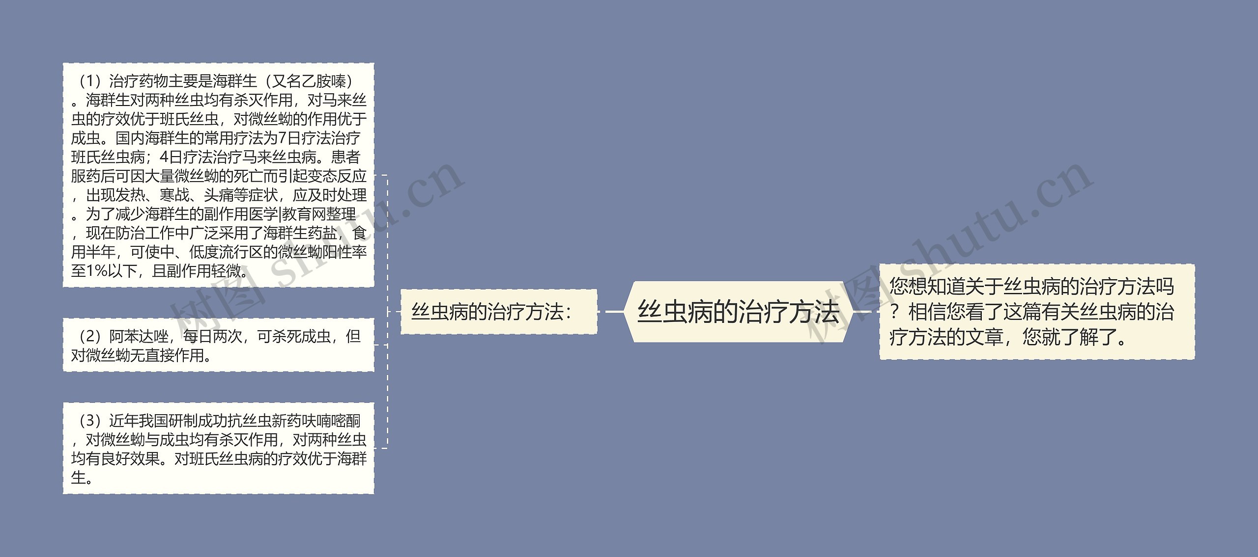 丝虫病的治疗方法思维导图