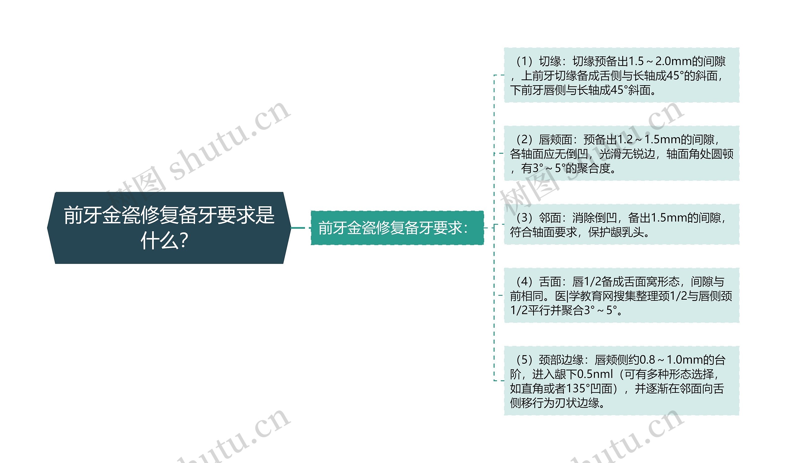 前牙金瓷修复备牙要求是什么？思维导图