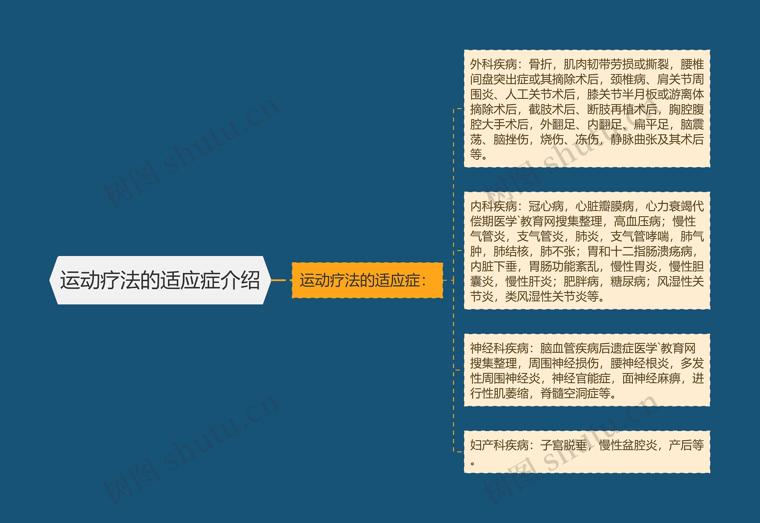 运动疗法的适应症介绍思维导图