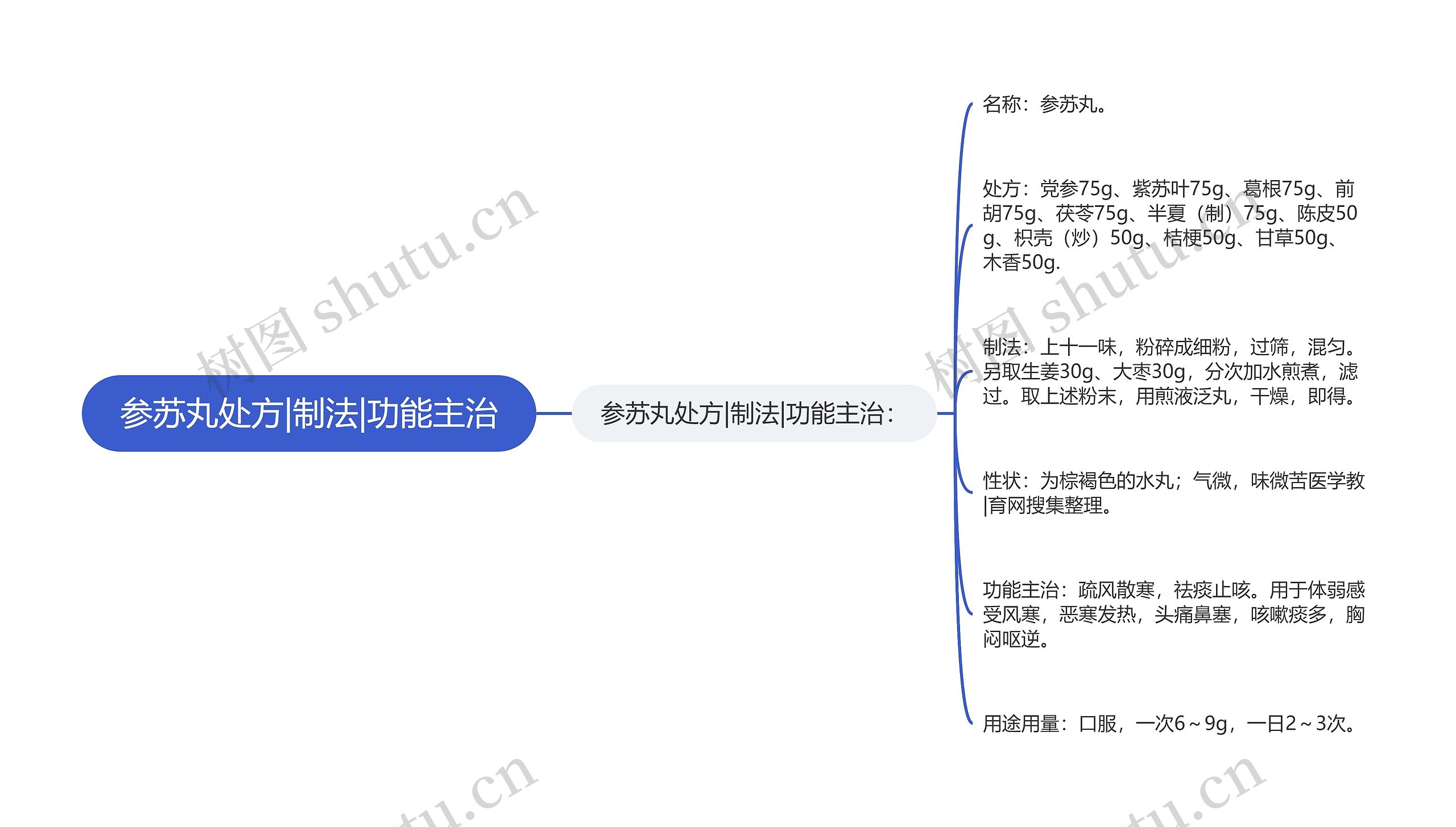 参苏丸处方|制法|功能主治思维导图