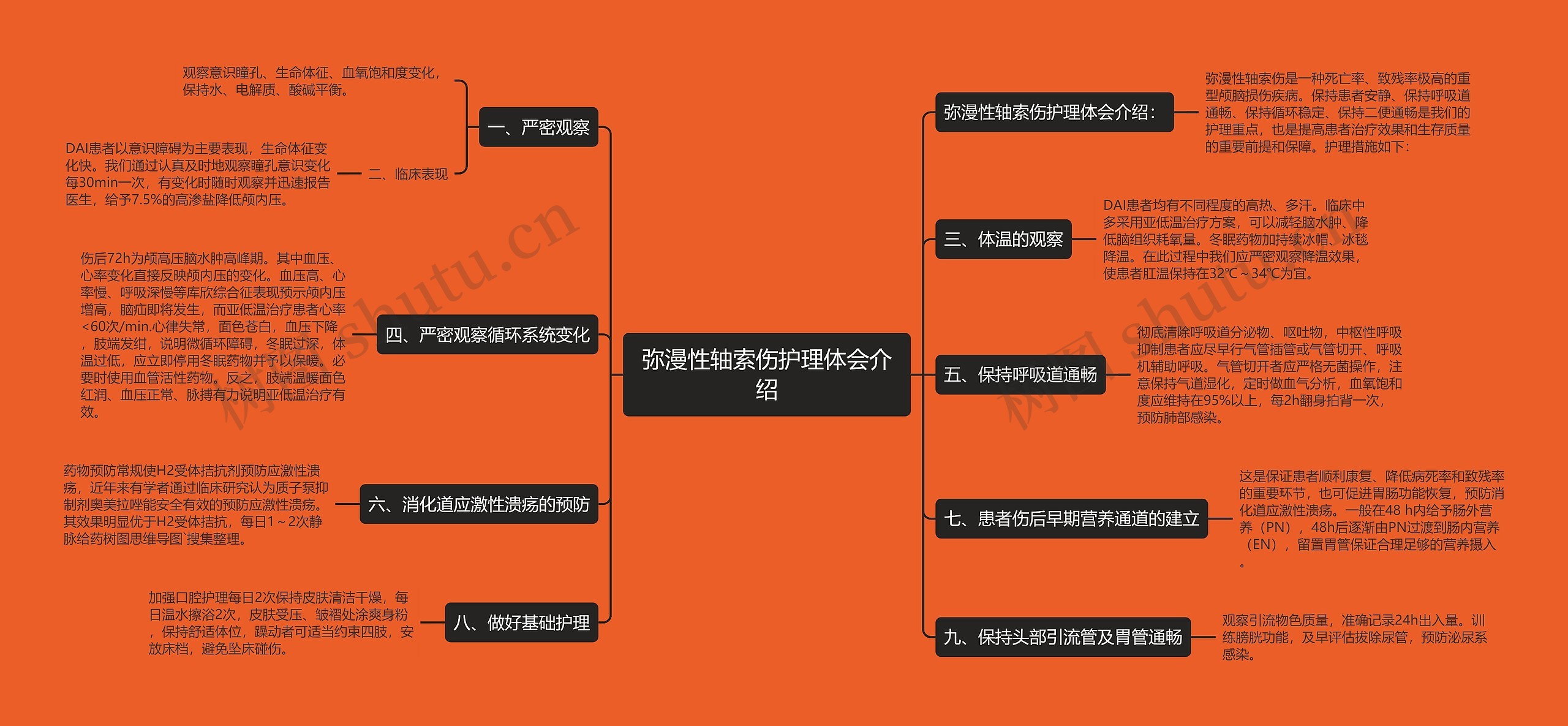 弥漫性轴索伤护理体会介绍思维导图