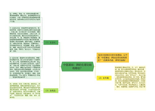 中医基础：脾的生理功能有哪些？