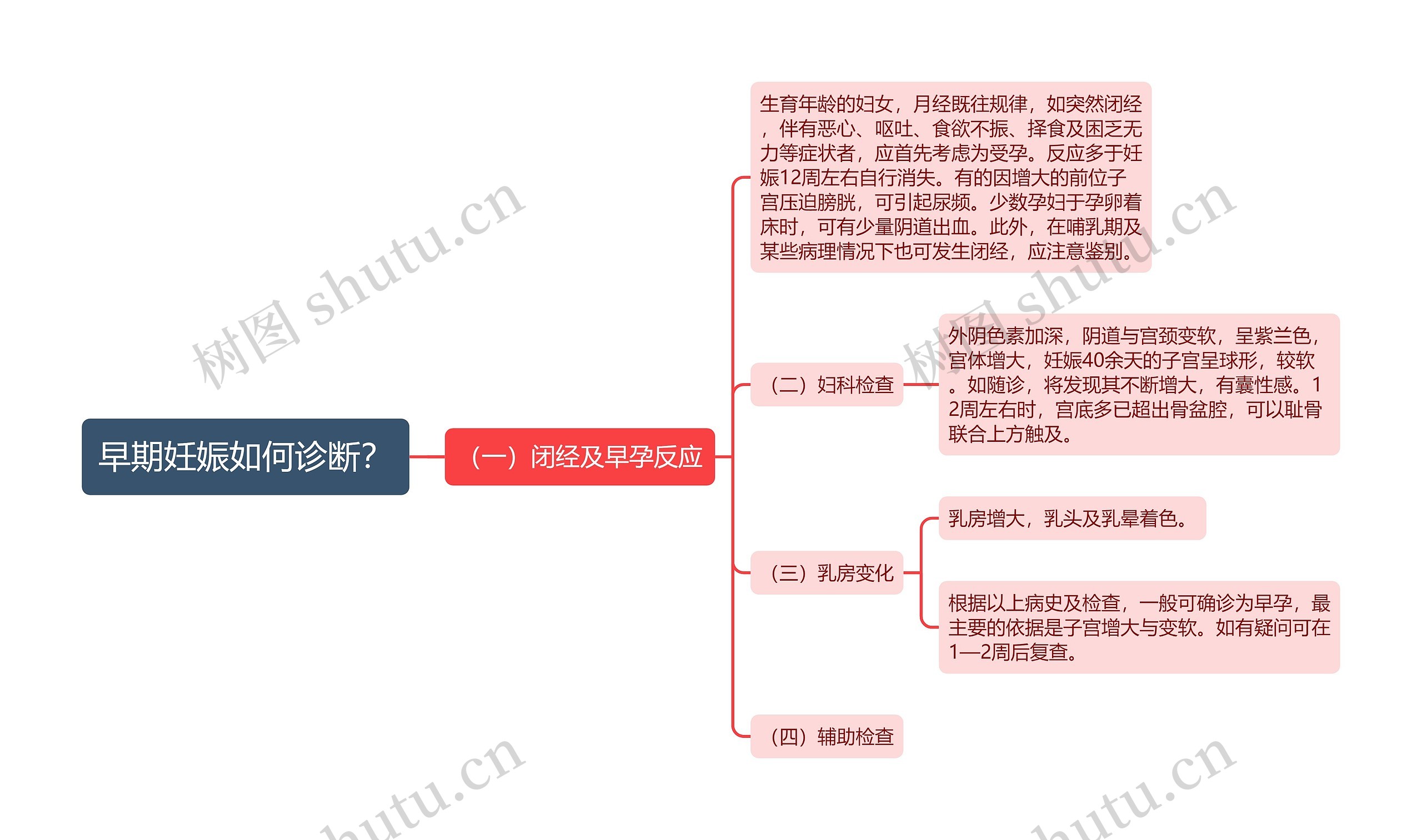 早期妊娠如何诊断？思维导图