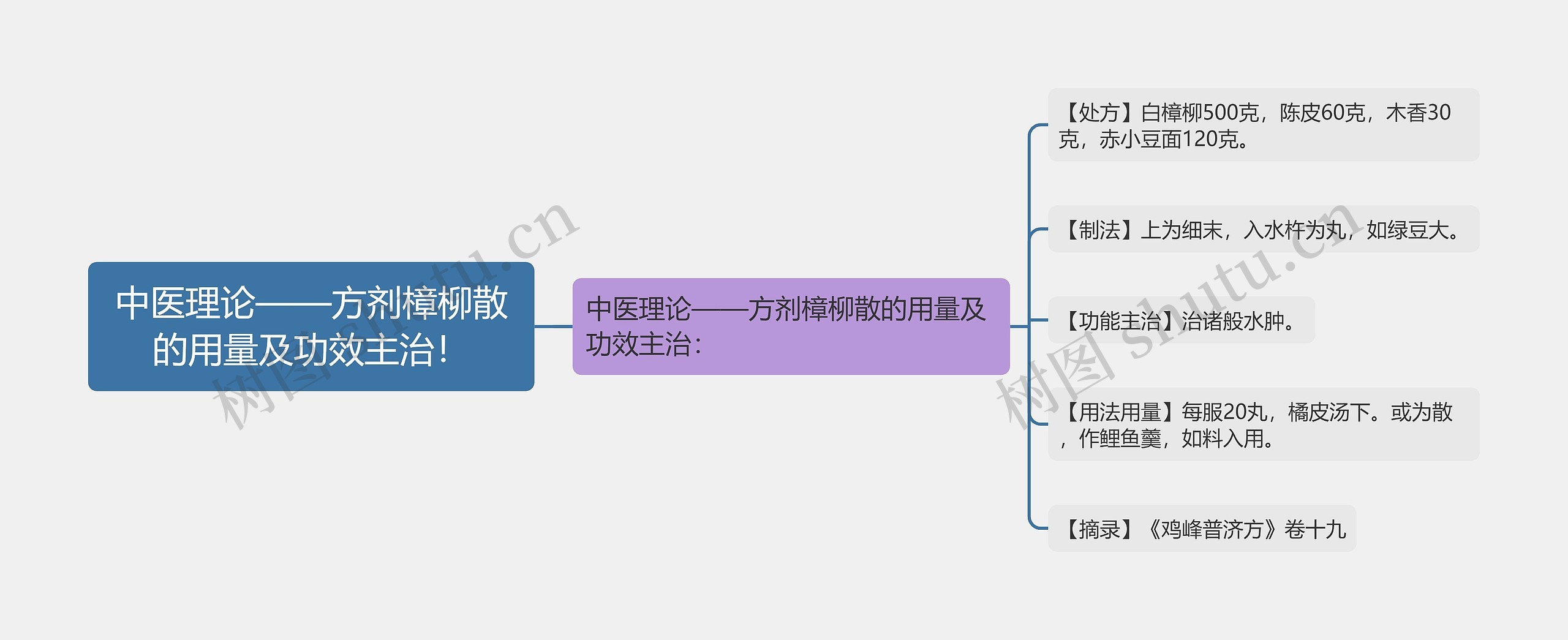 中医理论——方剂樟柳散的用量及功效主治！思维导图