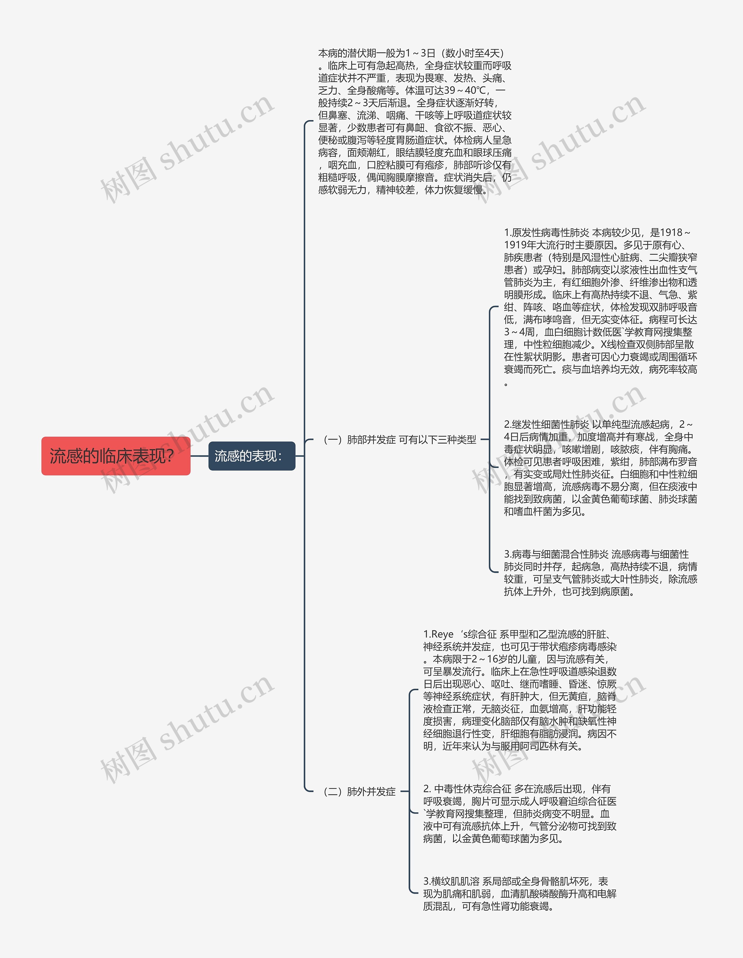 流感的临床表现？思维导图