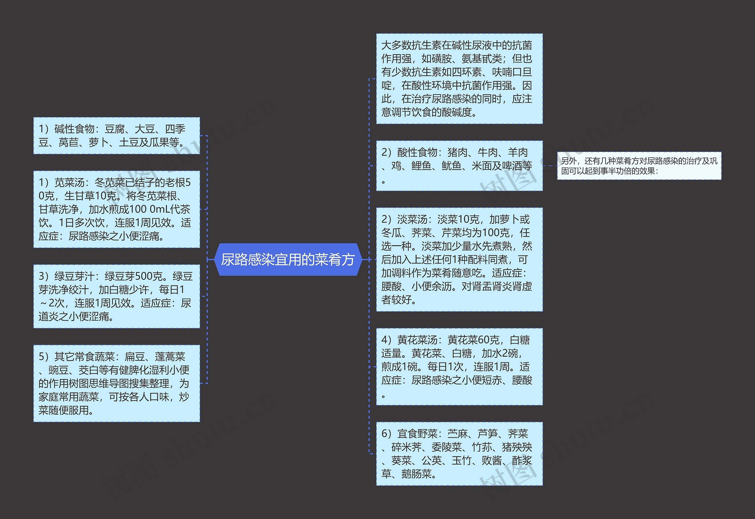 尿路感染宜用的菜肴方思维导图