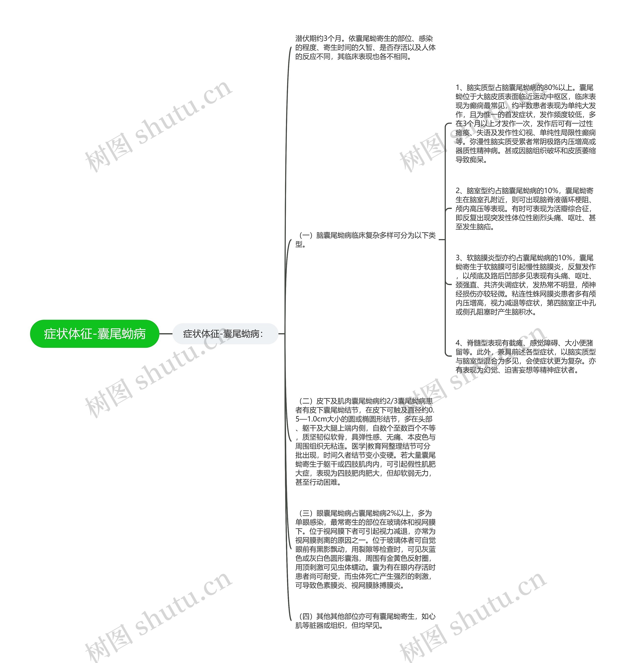 症状体征-囊尾蚴病思维导图