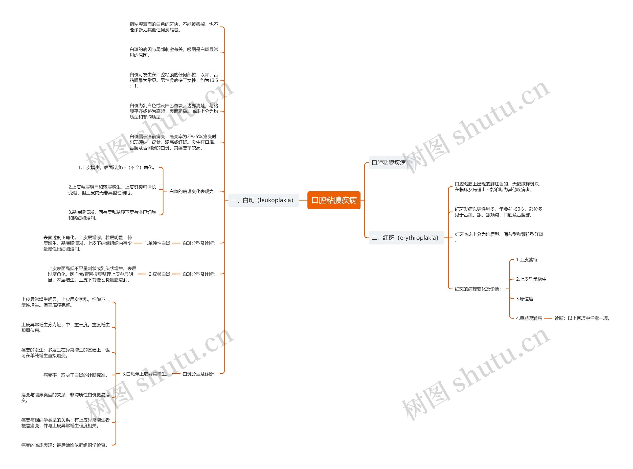 口腔粘膜疾病思维导图