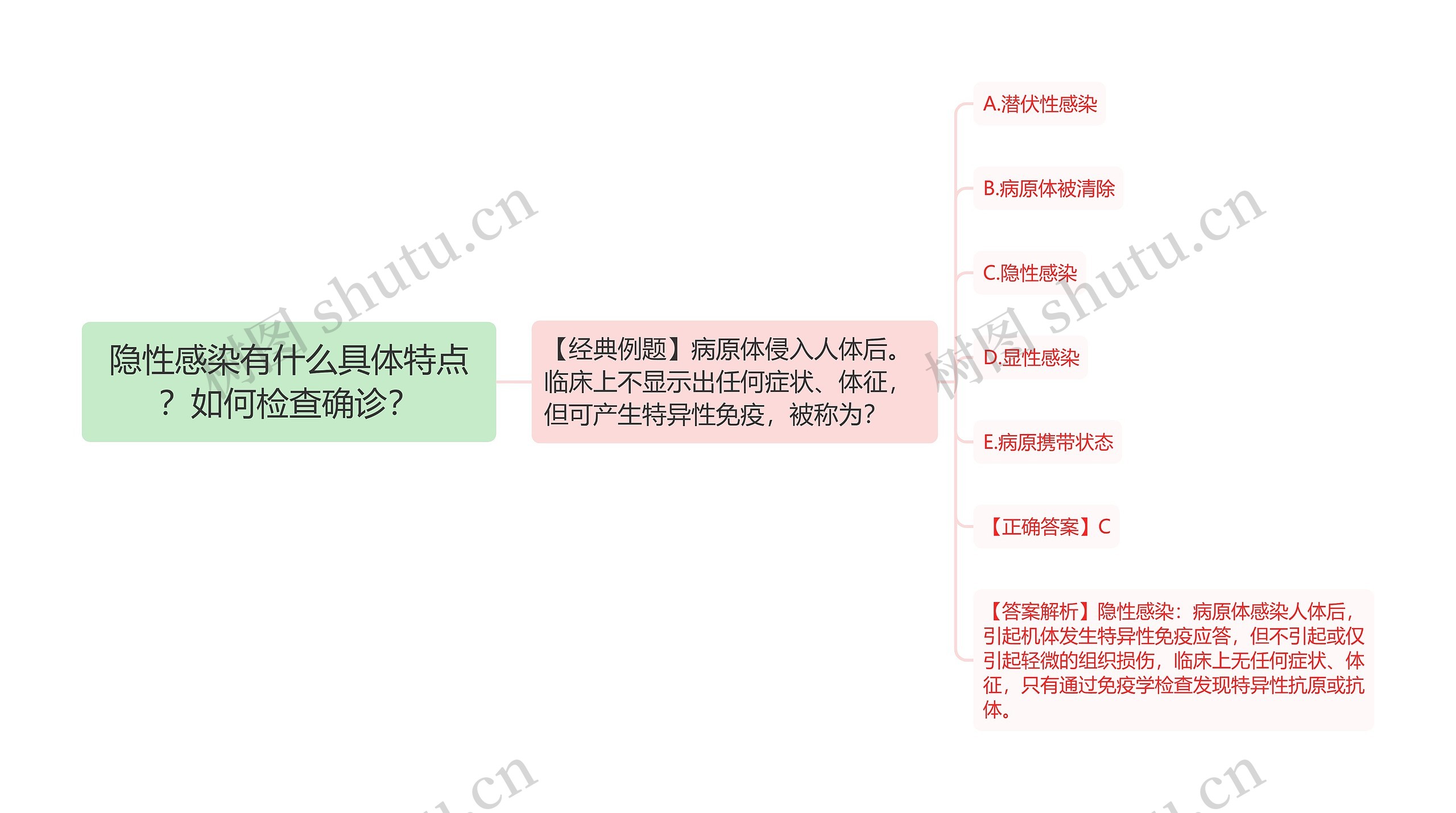 隐性感染有什么具体特点？如何检查确诊？思维导图