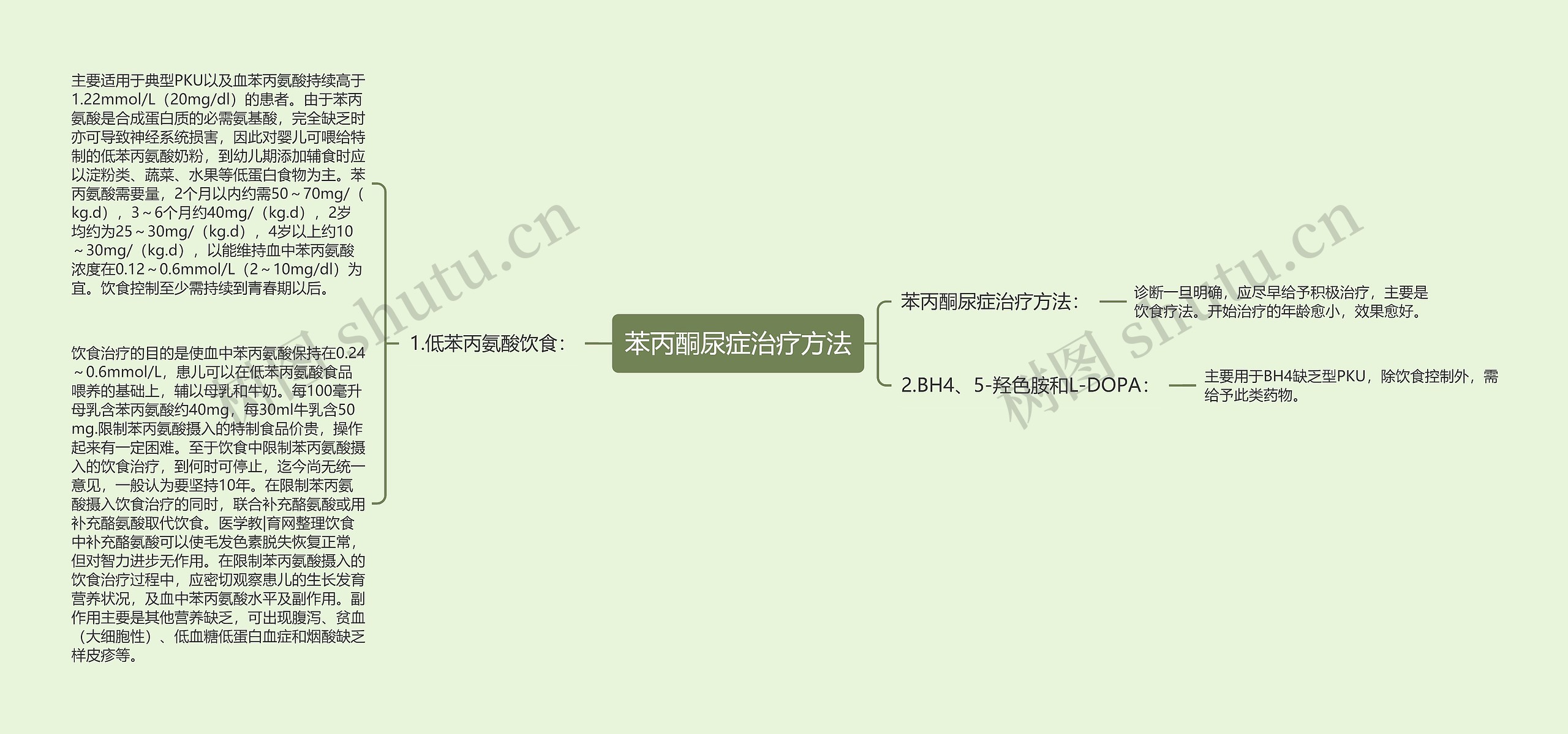 苯丙酮尿症治疗方法思维导图