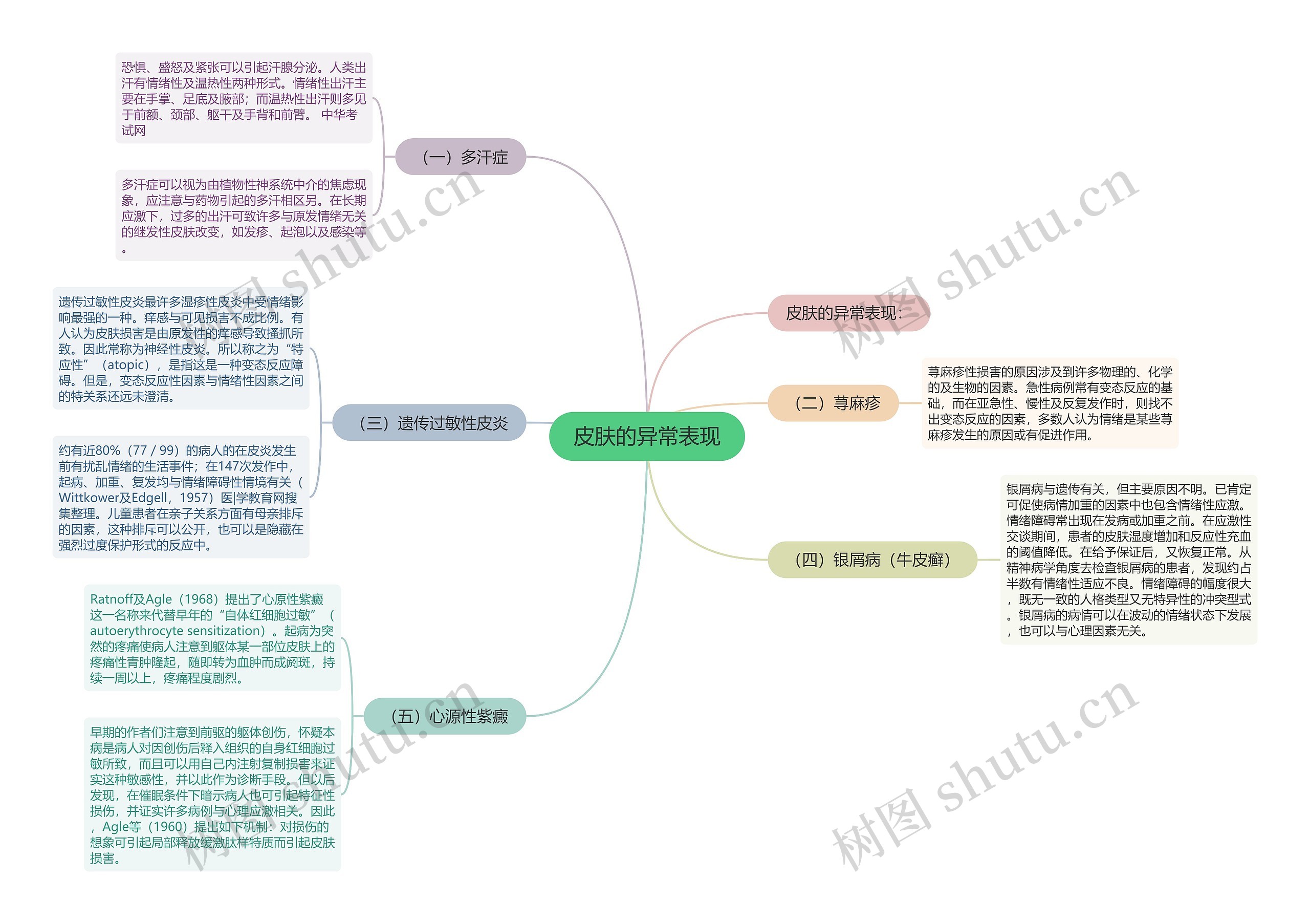 皮肤的异常表现思维导图