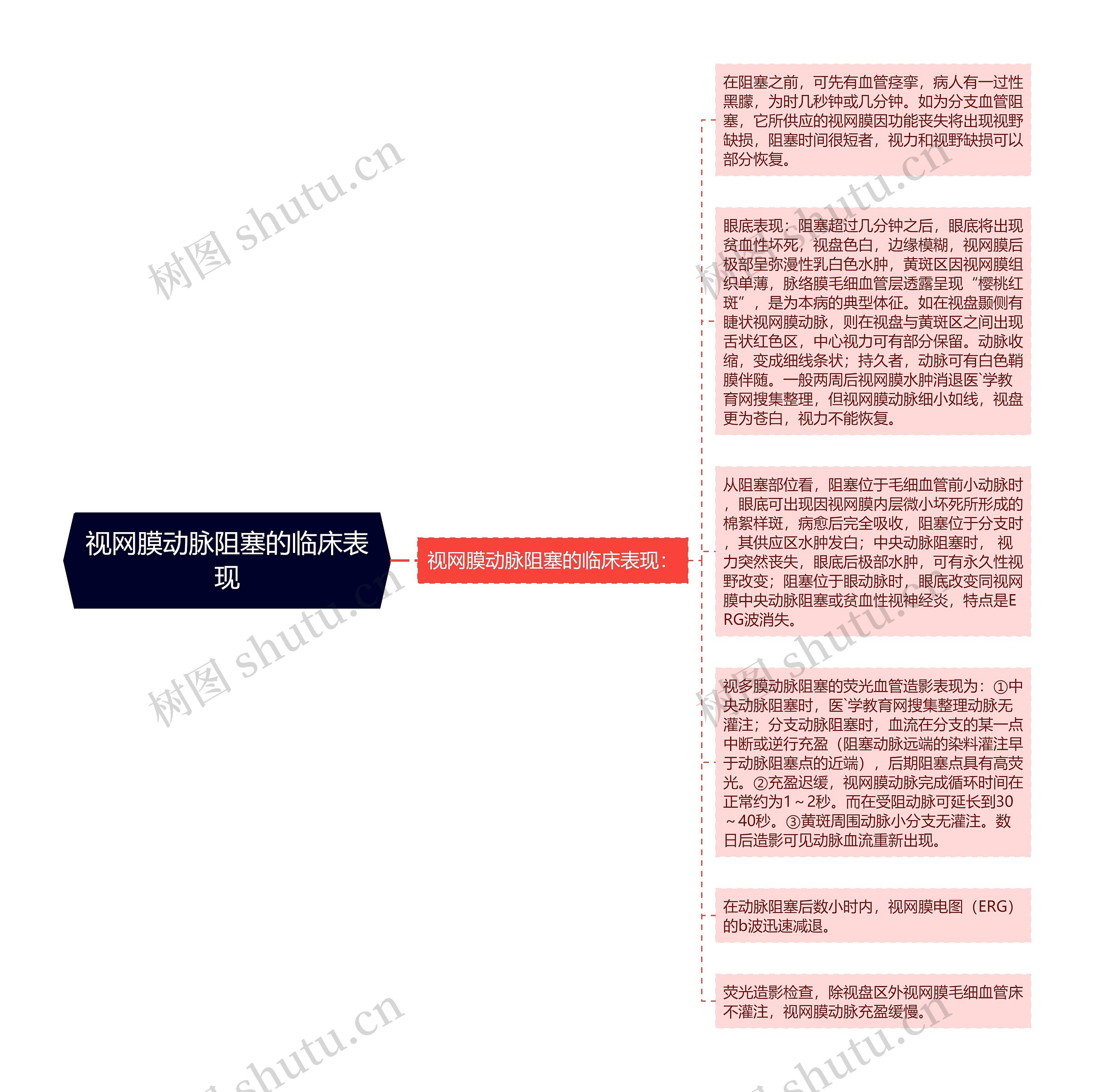 视网膜动脉阻塞的临床表现思维导图