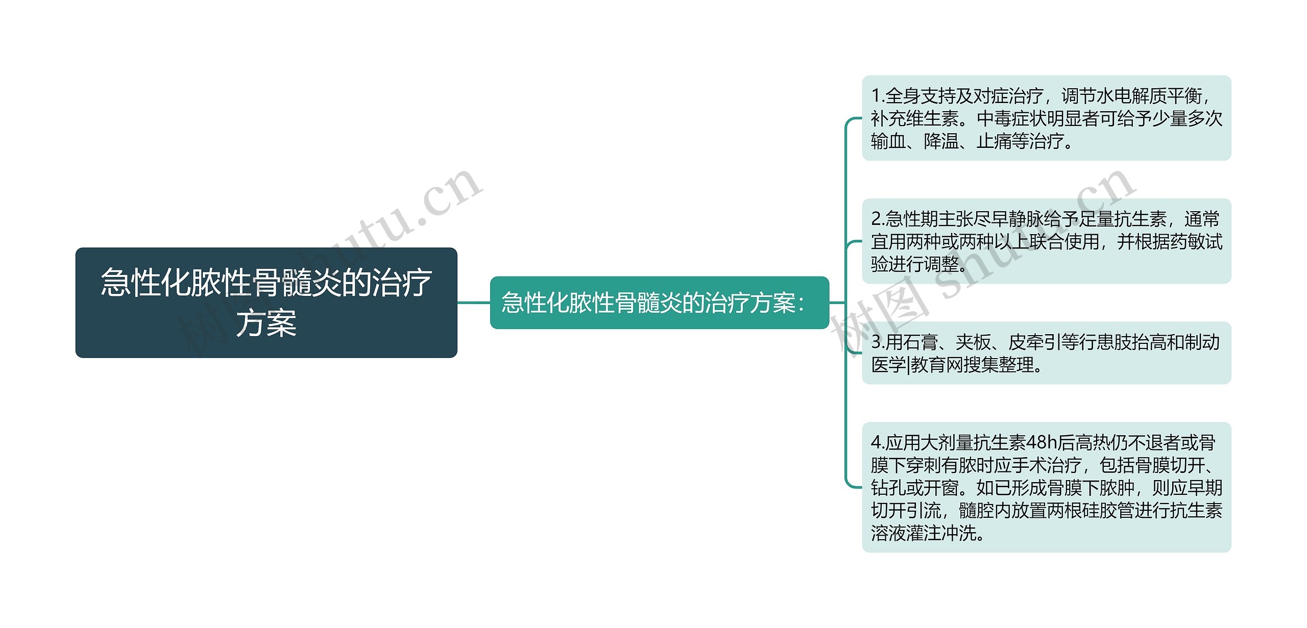 急性化脓性骨髓炎的治疗方案思维导图