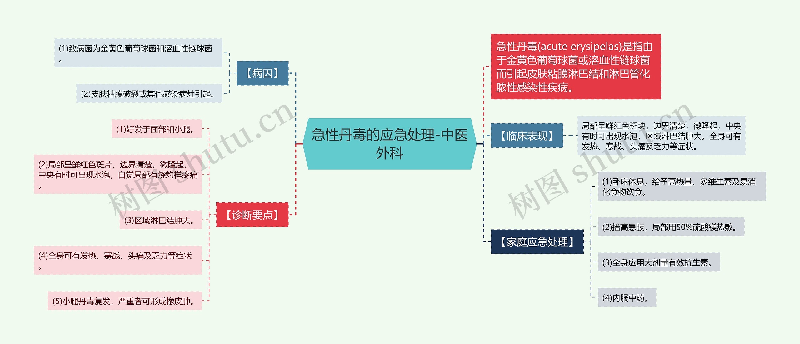 急性丹毒的应急处理-中医外科思维导图