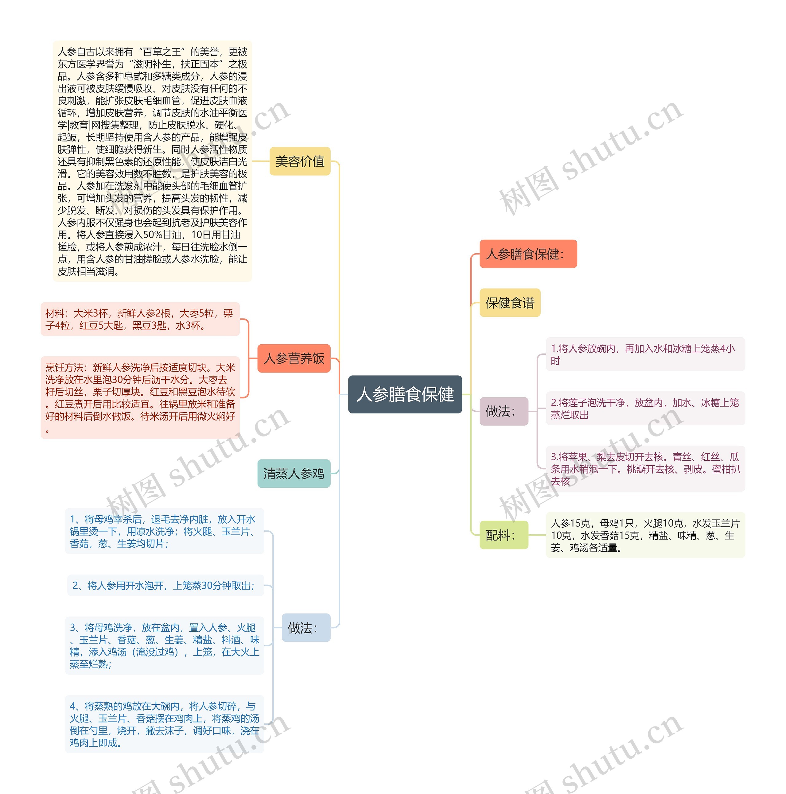 人参膳食保健思维导图