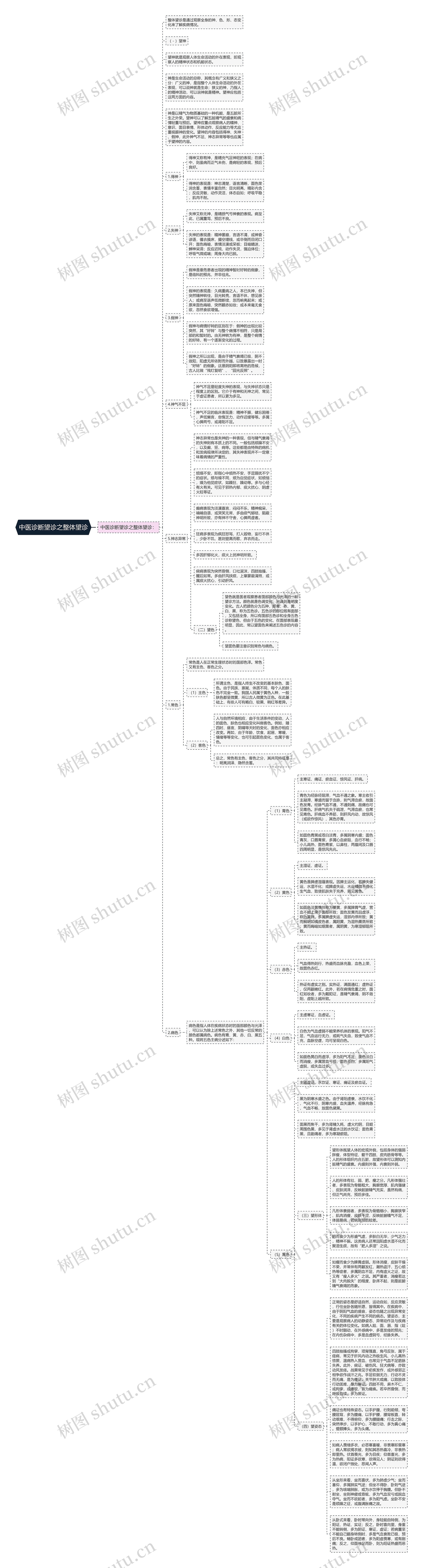 中医诊断望诊之整体望诊思维导图