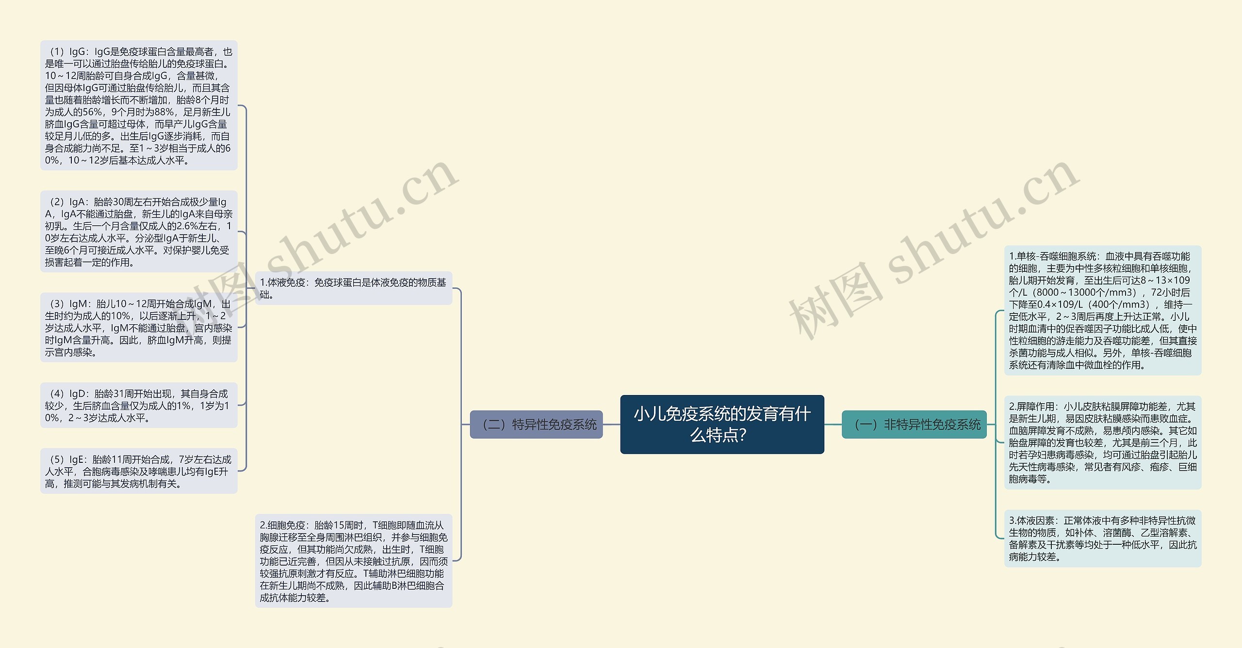 小儿免疫系统的发育有什么特点？思维导图