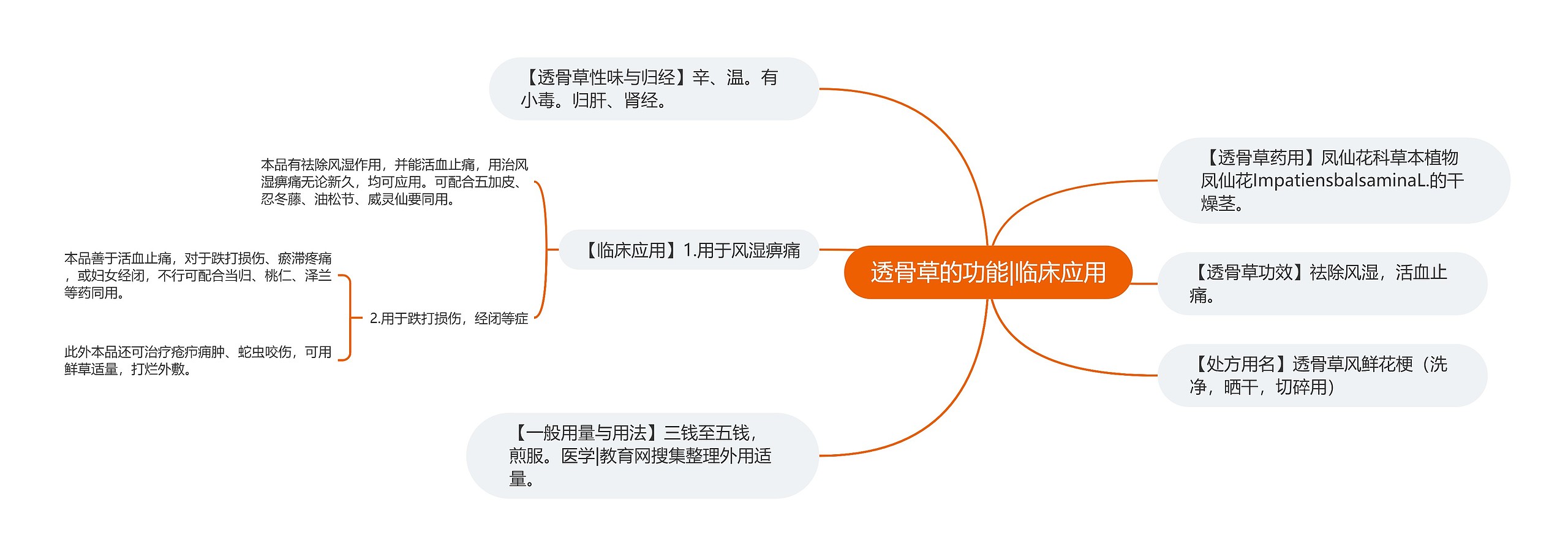 透骨草的功能|临床应用思维导图