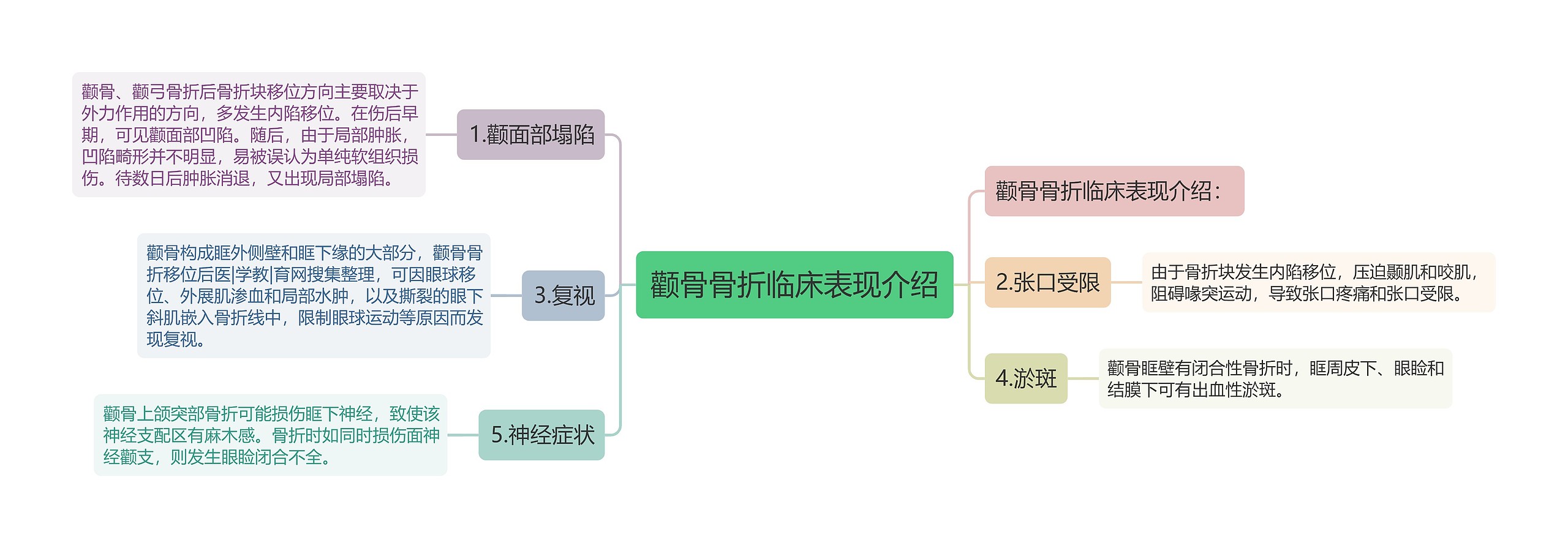 颧骨骨折临床表现介绍思维导图