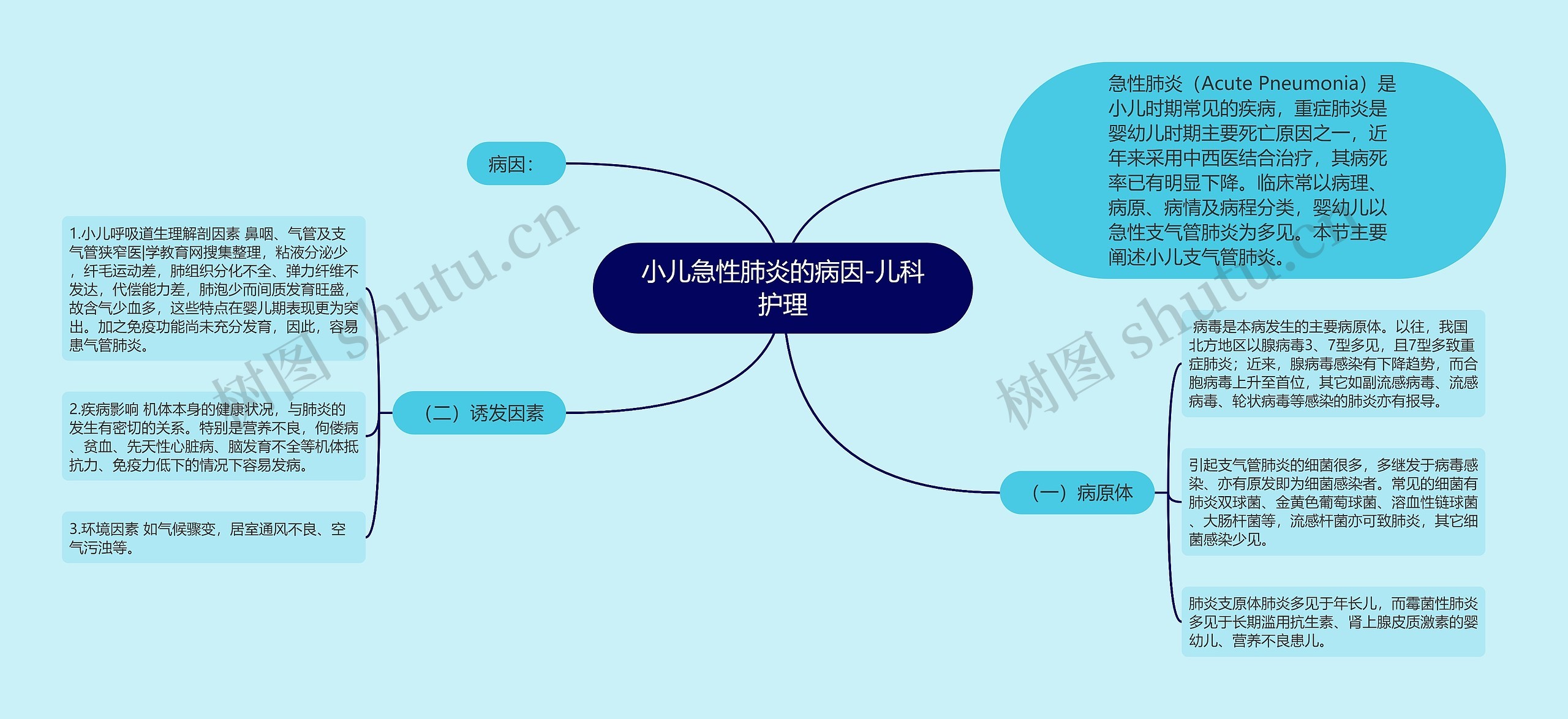 小儿急性肺炎的病因-儿科护理思维导图