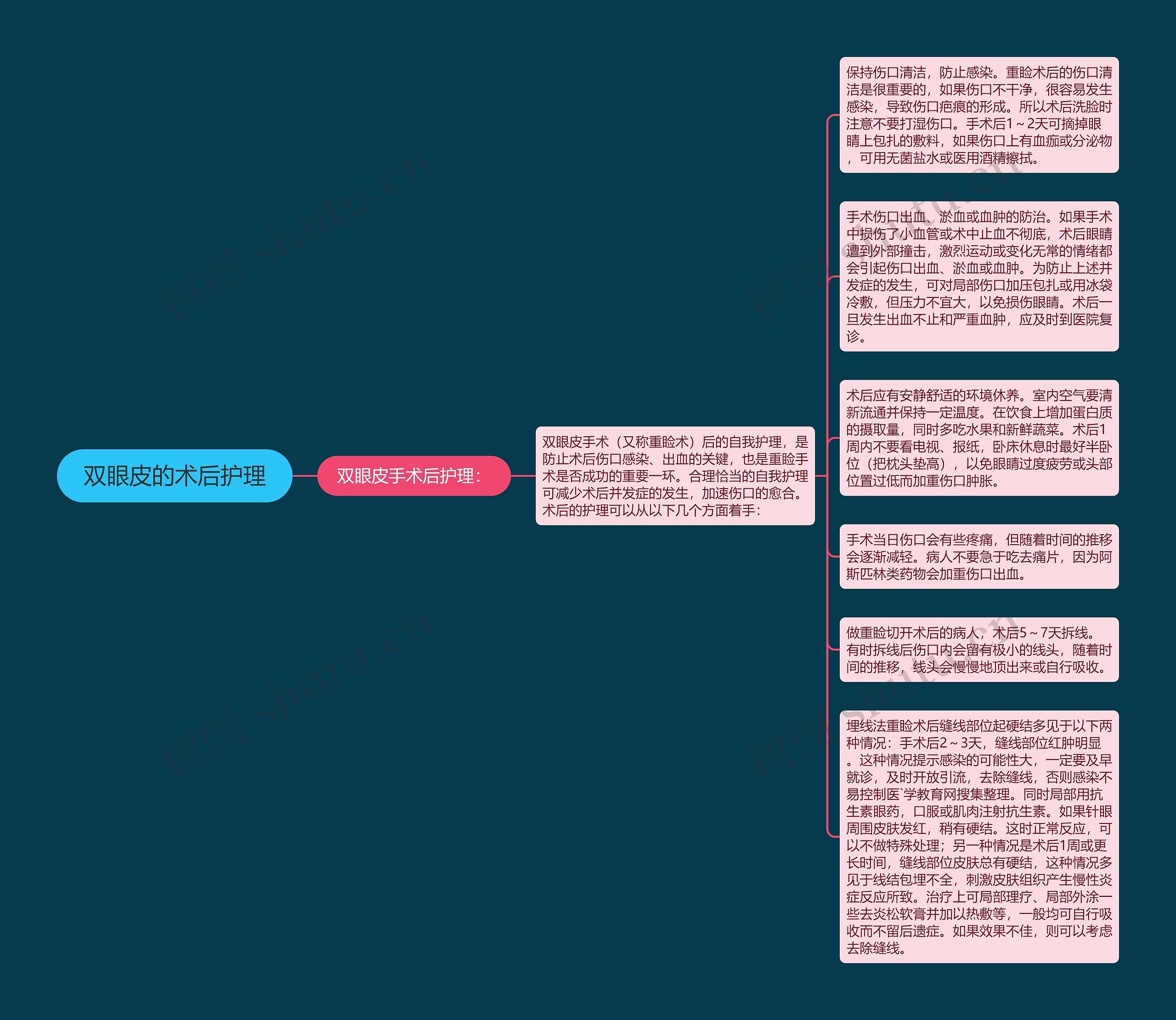 双眼皮的术后护理思维导图