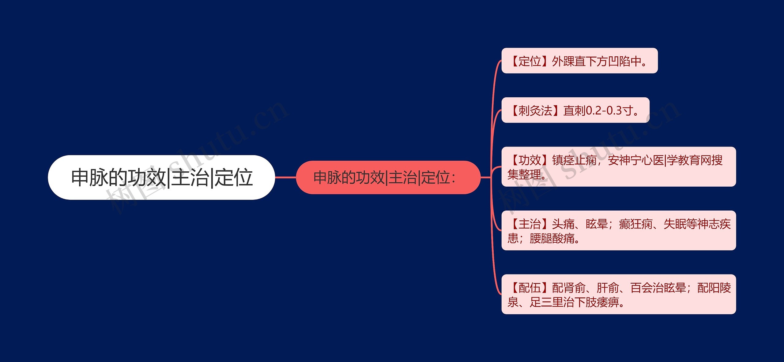 申脉的功效|主治|定位思维导图