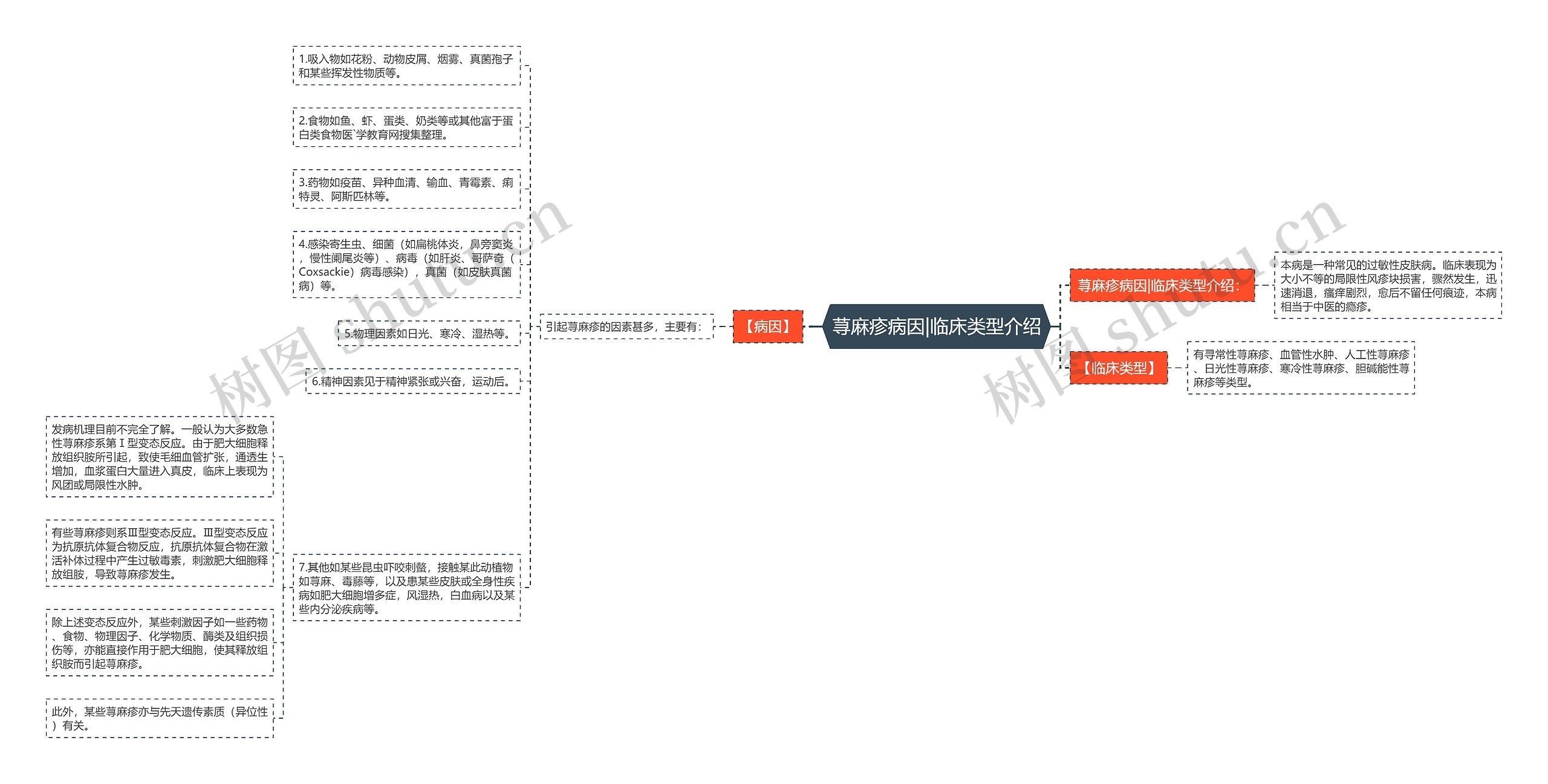 荨麻疹病因|临床类型介绍思维导图