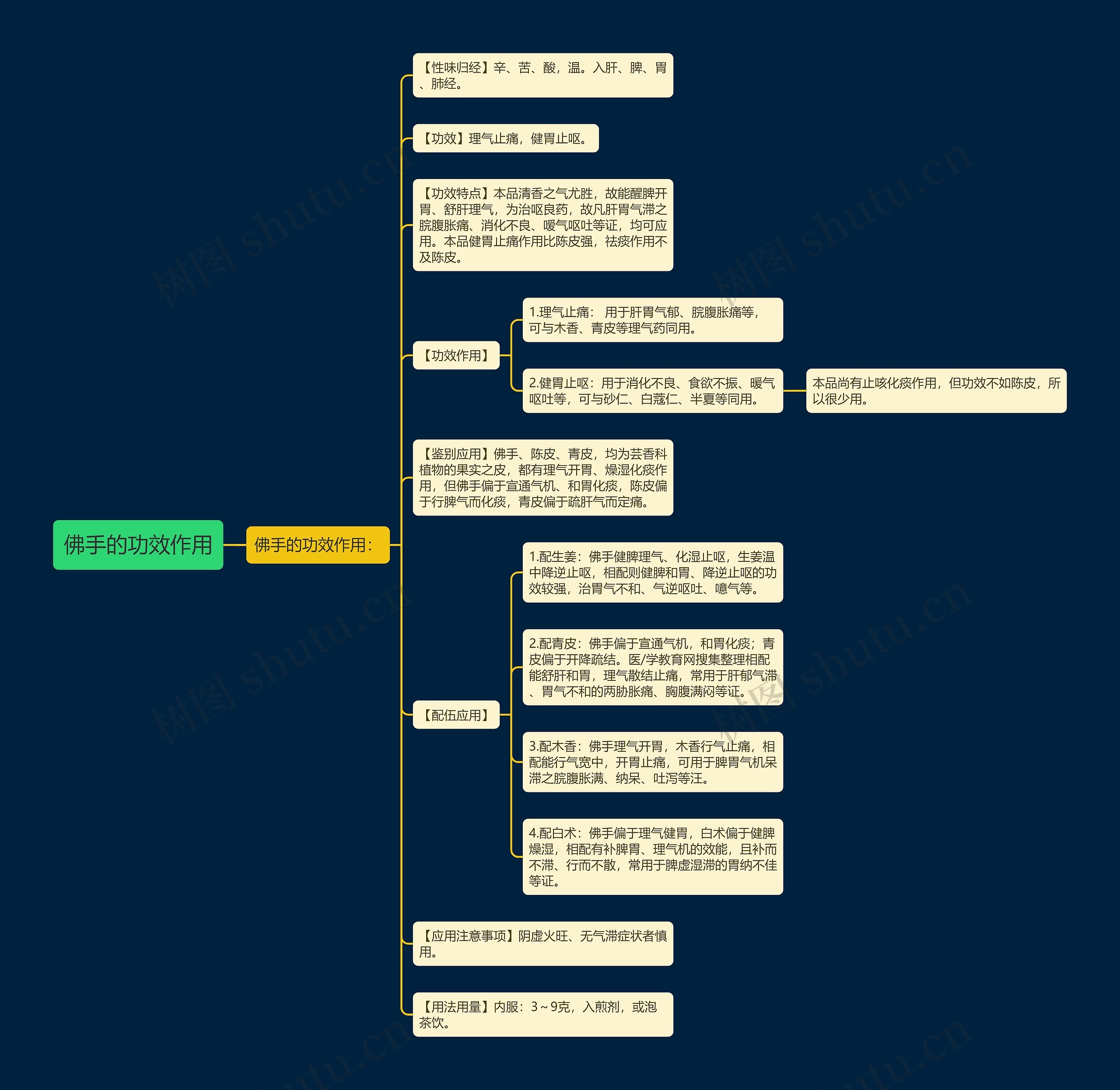佛手的功效作用思维导图