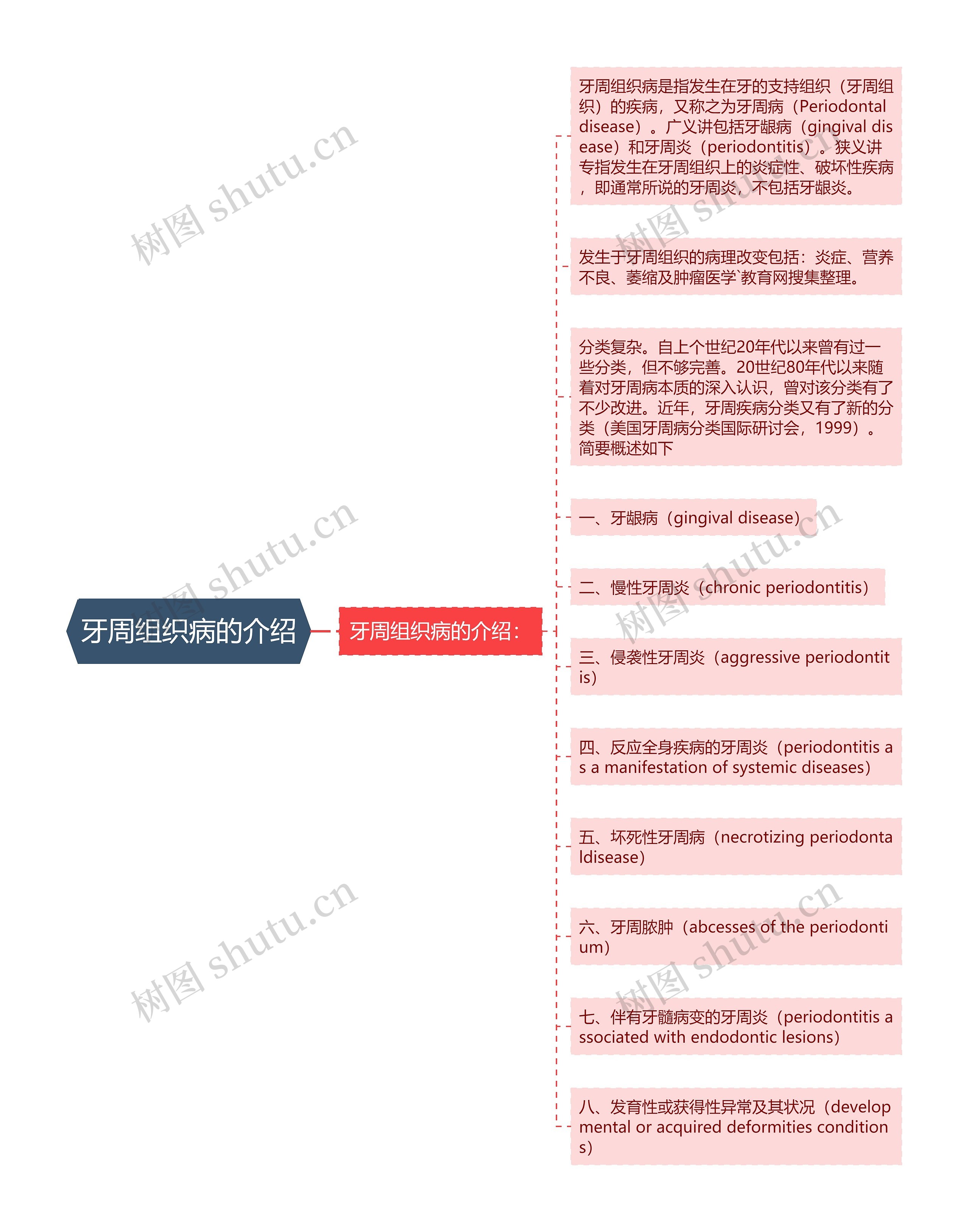 牙周组织病的介绍思维导图