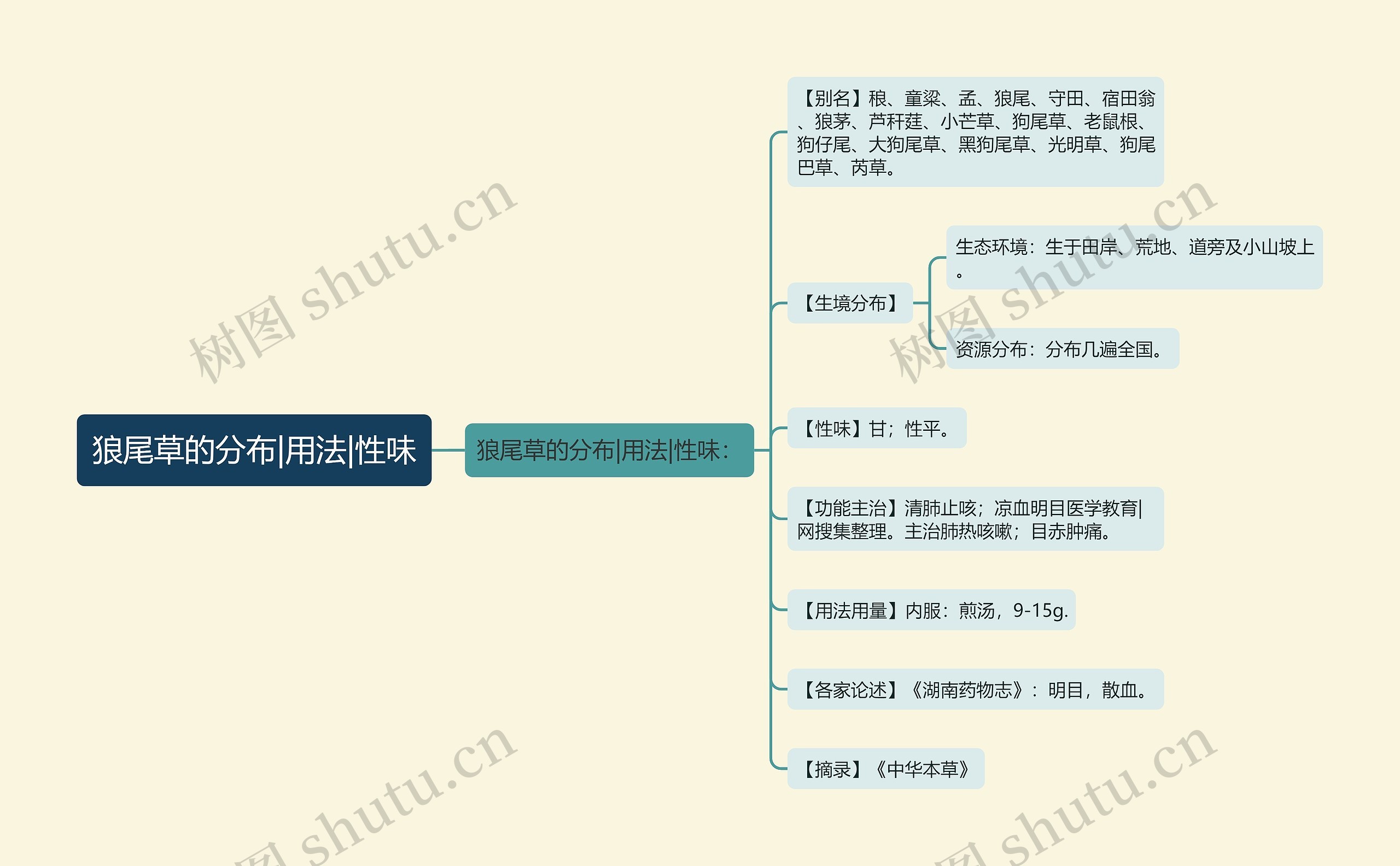 狼尾草的分布|用法|性味思维导图