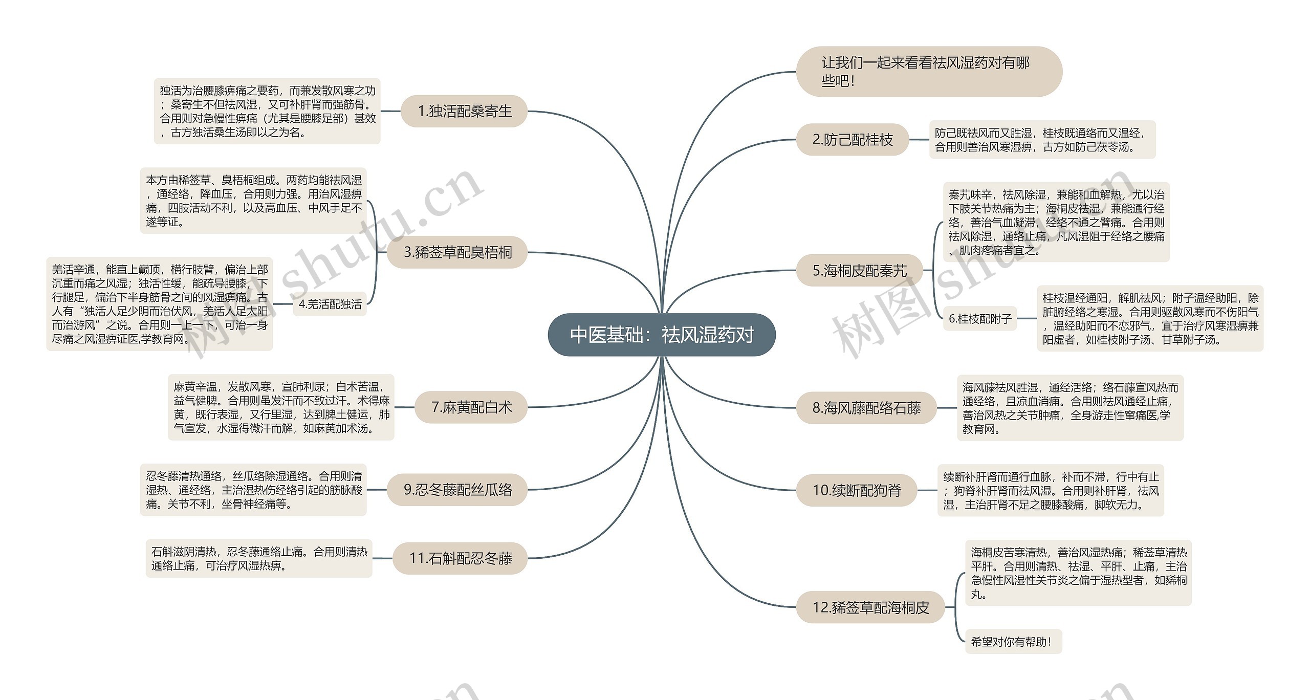 中医基础：祛风湿药对思维导图