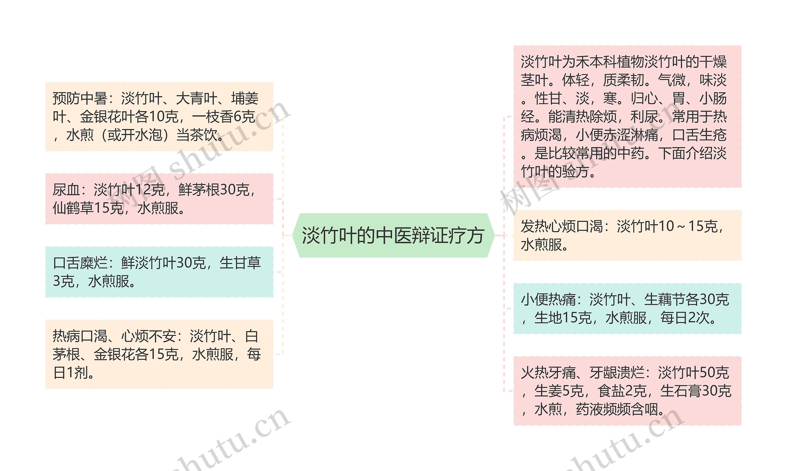 淡竹叶的中医辩证疗方思维导图